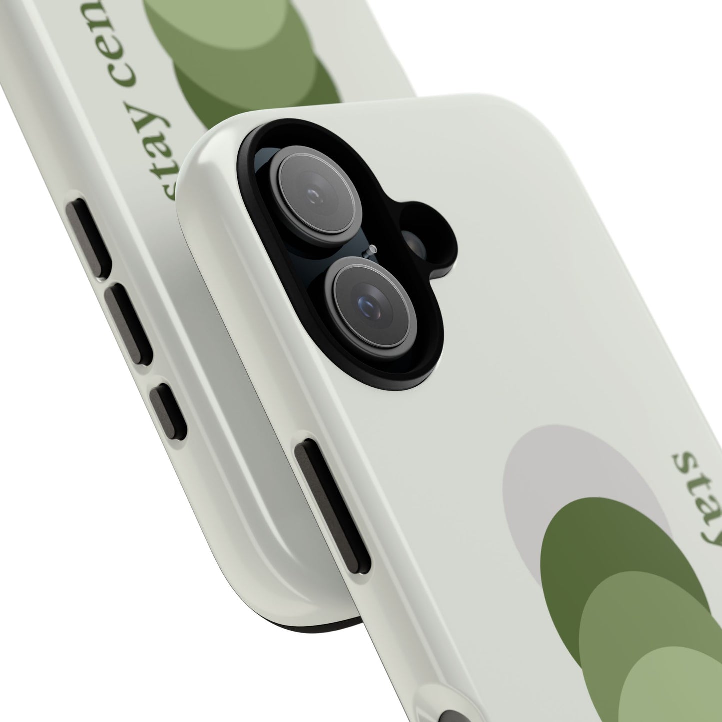 Stay Centered Minimalist Phone Case – Sage Green Wellness Aesthetic iPhone Case | Modern Neutral Protective Cover
