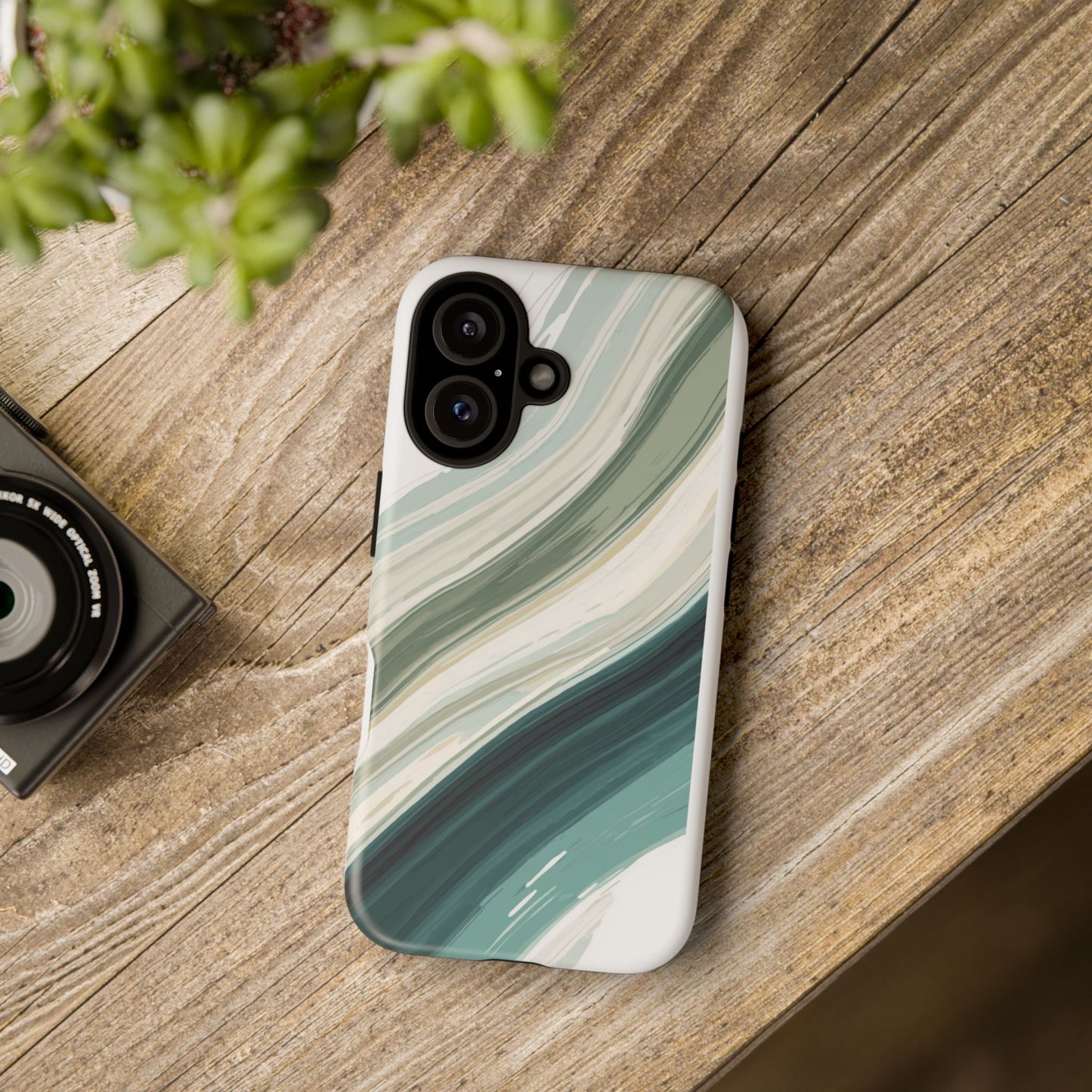 Sea Glass Drift Phone Case – Coastal Abstract Ocean Waves iPhone Case | Sage Green Minimalist Protective Cover