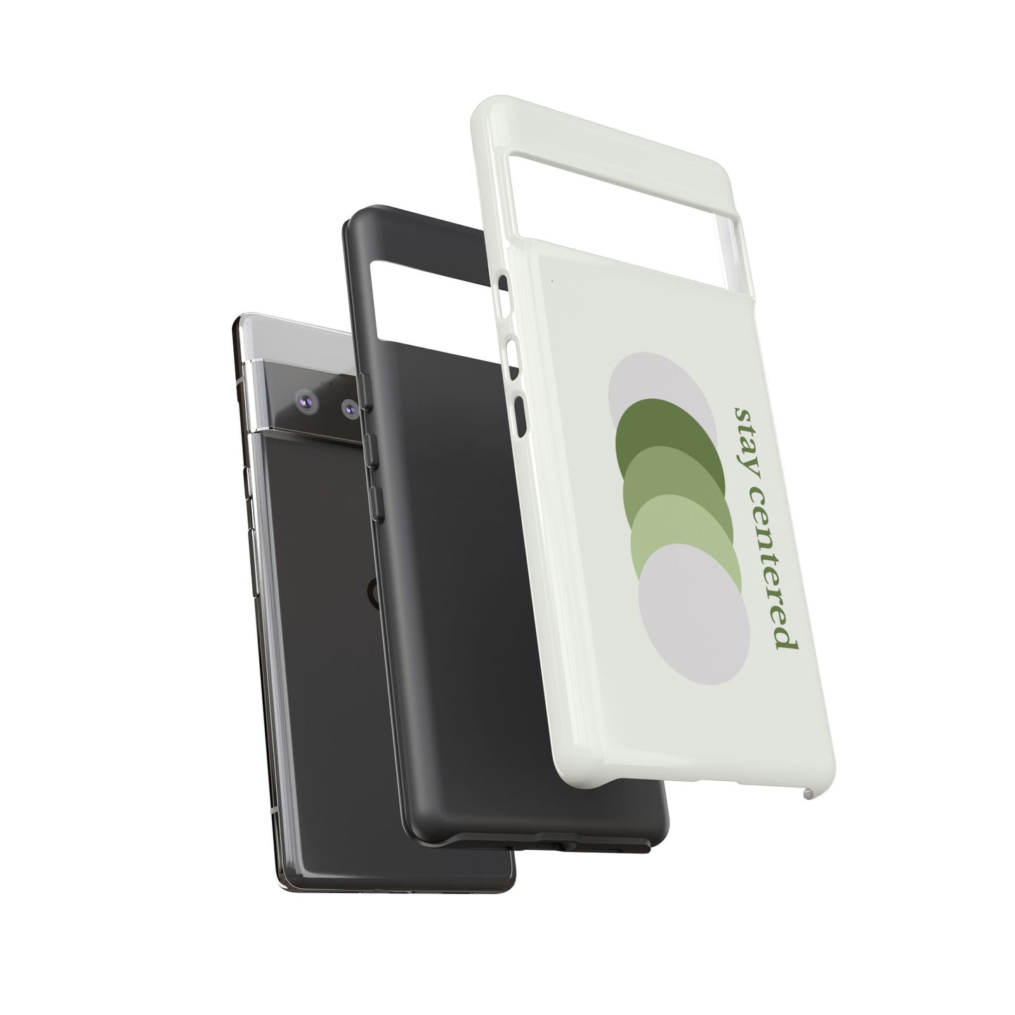 Stay Centered Minimalist Phone Case – Sage Green Wellness Aesthetic iPhone Case | Modern Neutral Protective Cover