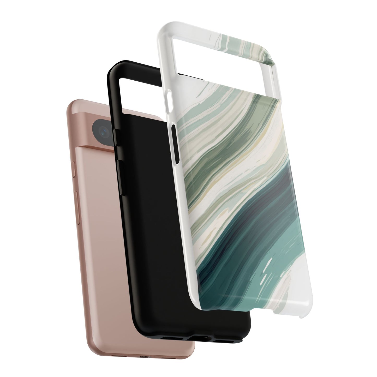 Sea Glass Drift Phone Case – Coastal Abstract Ocean Waves iPhone Case | Sage Green Minimalist Protective Cover