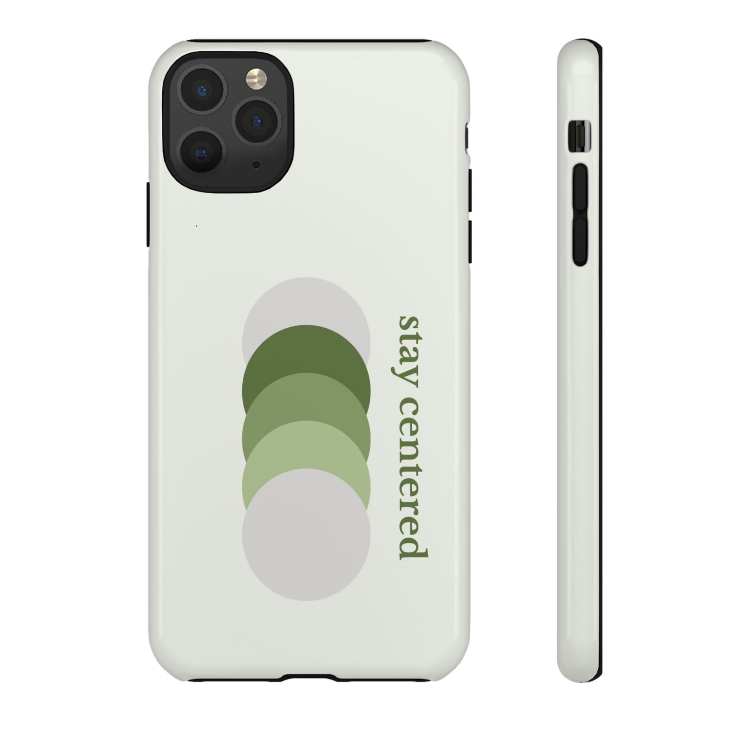 Stay Centered Minimalist Phone Case – Sage Green Wellness Aesthetic iPhone Case | Modern Neutral Protective Cover