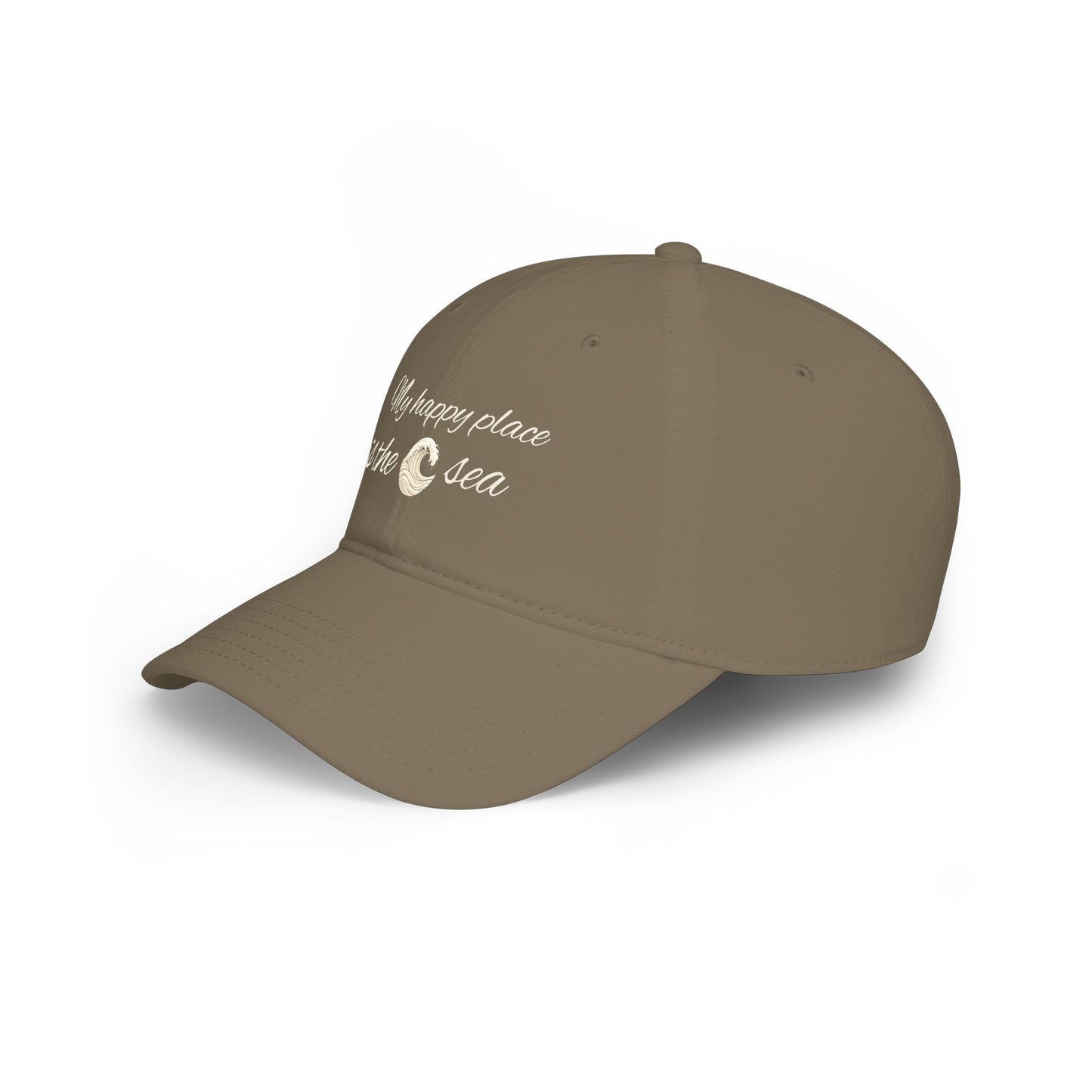 my happy place Is the sea Low Profile Baseball Cap with wave accent