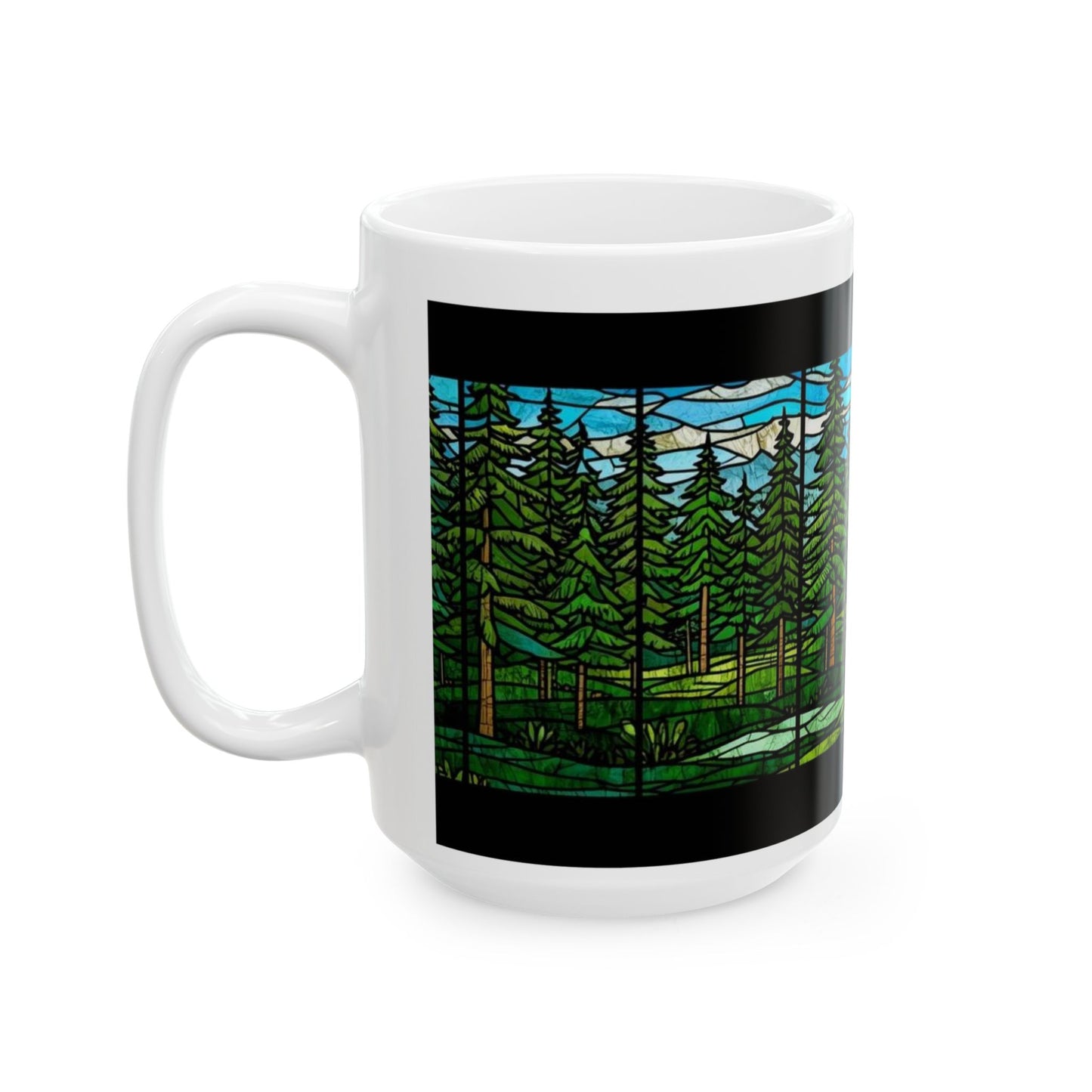 Stained Glass Forest Pine Mug – 11oz/15oz