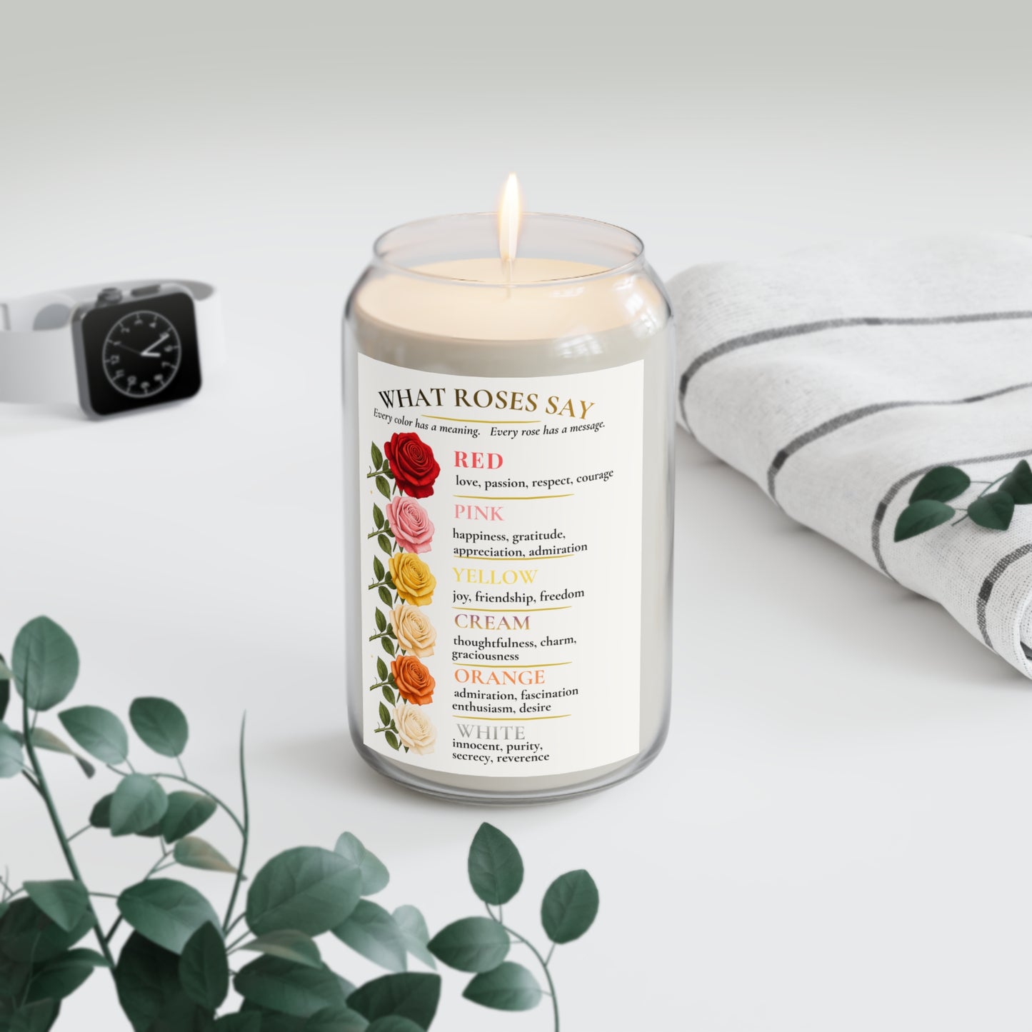 What Roses Say Scented Soy Candle | 13.75 oz Floral Candle | Comfort Spice, Sea Breeze, Vanilla Bean