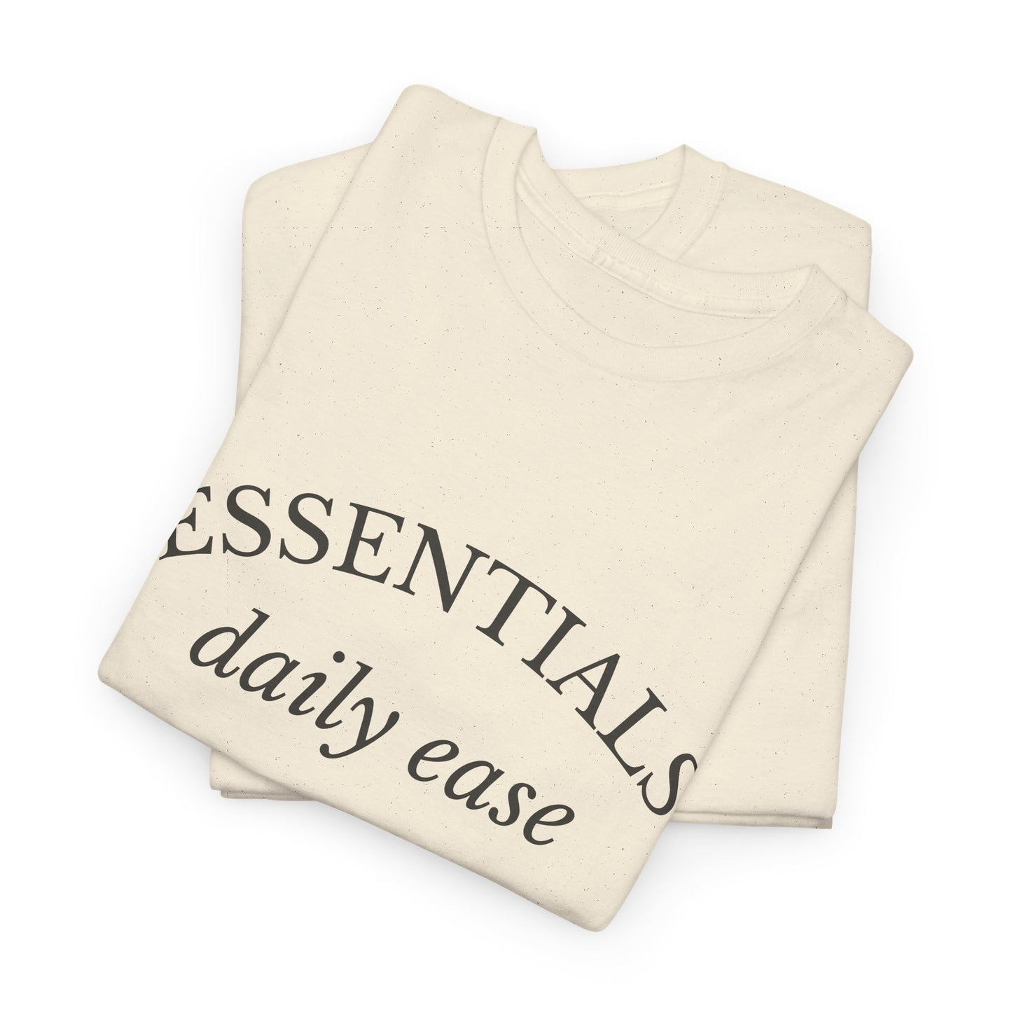 Essentials Embroidered Unisex Heavy Cotton Tee | Daily Ease Curved Text T-Shirt | Minimalist Everyday Shirt