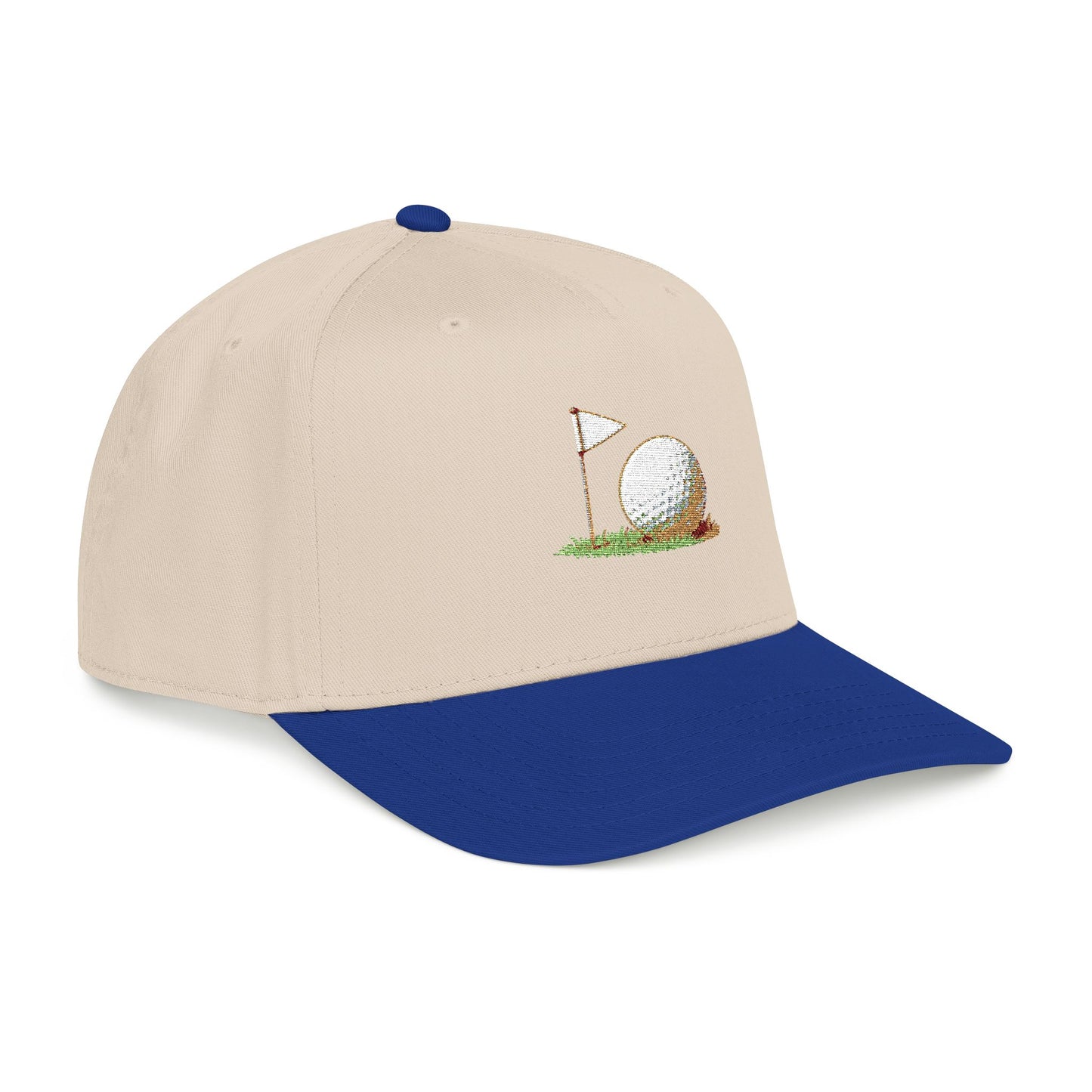 Vintage Golf Mid Profile Baseball Cap – Embroidered Golf Ball Flag Hat