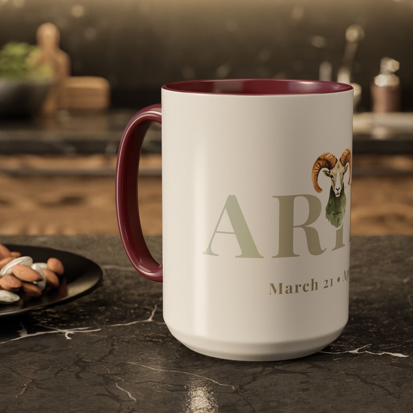 Aries Zodiac Mug - March 21 - April 19 Astrology Coffee Cup - Ram Zodiac Sign Mug - 15 oz.