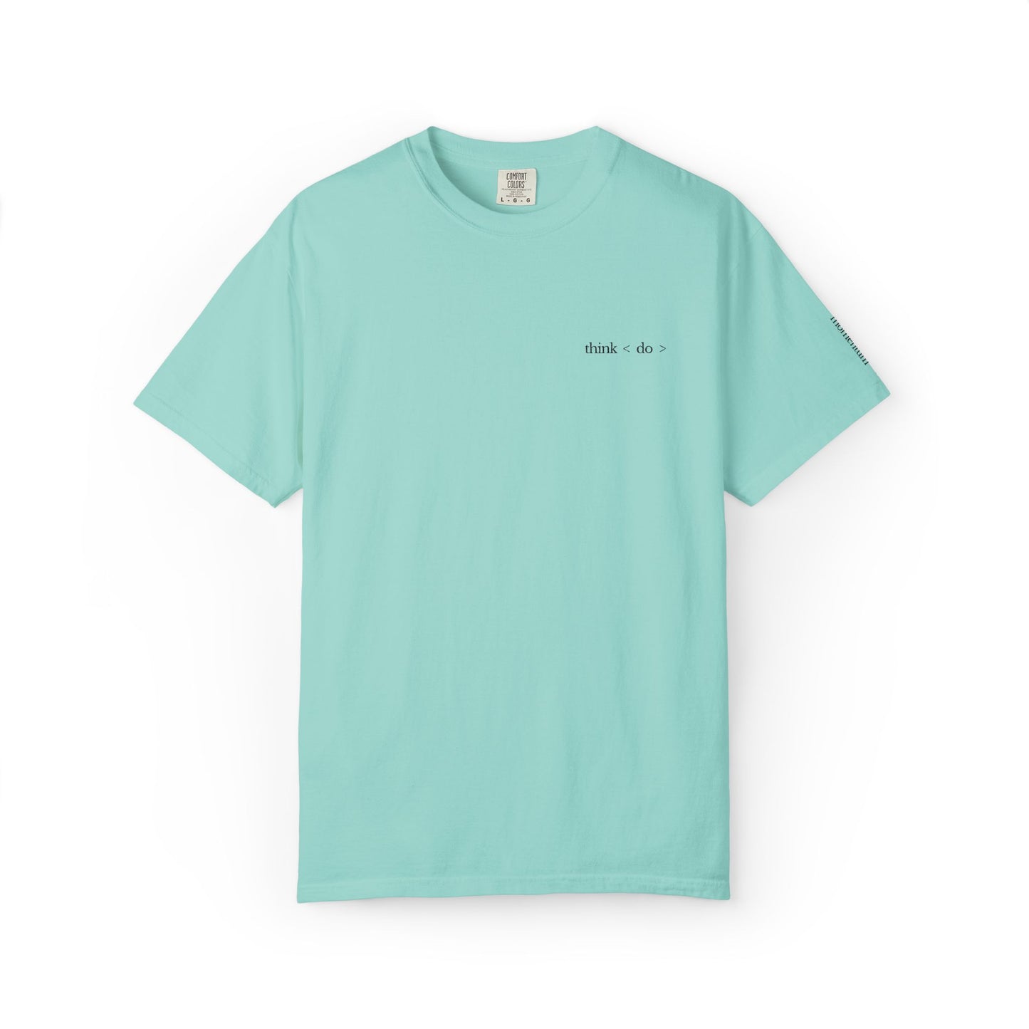 think < do > Embroidered Unisex T-Shirt | Espresso Thread with Momentum Sleeve Detail | Minimalist Everyday Tee