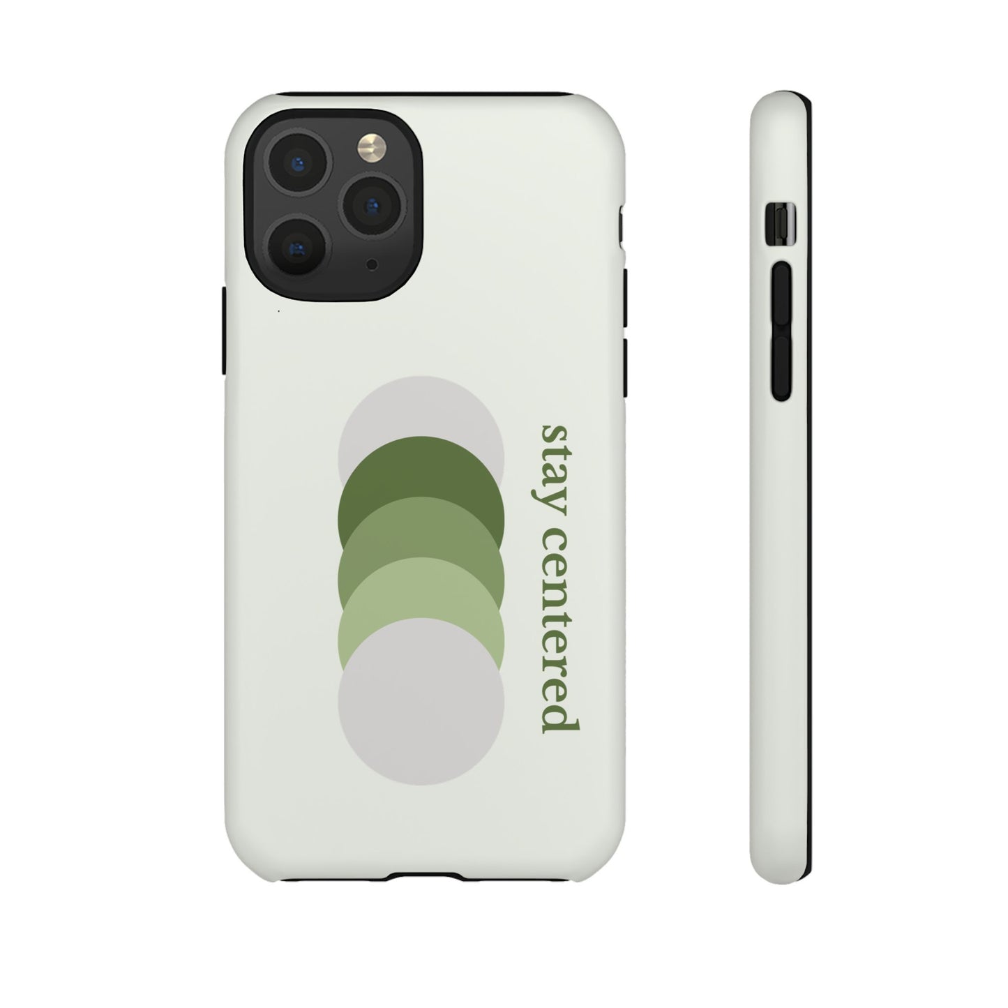 Stay Centered Minimalist Phone Case – Sage Green Wellness Aesthetic iPhone Case | Modern Neutral Protective Cover