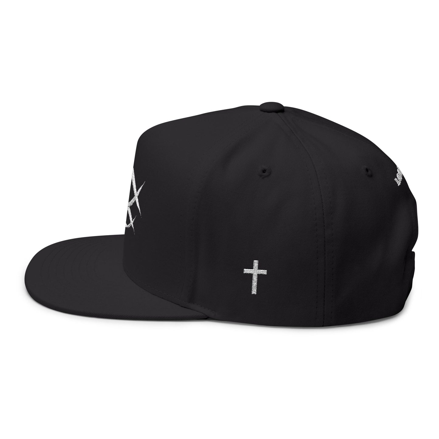 Christian Fish Embroidered Flat Bill Cap — "Look Up" Snapback