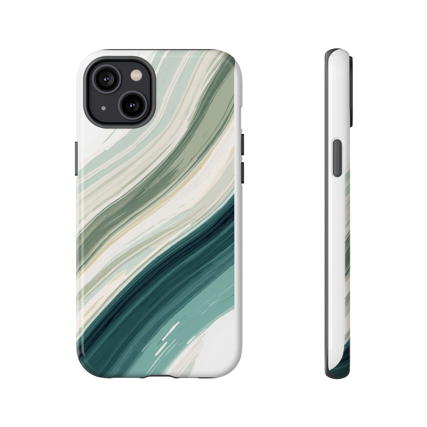Sea Glass Drift Phone Case – Coastal Abstract Ocean Waves iPhone Case | Sage Green Minimalist Protective Cover