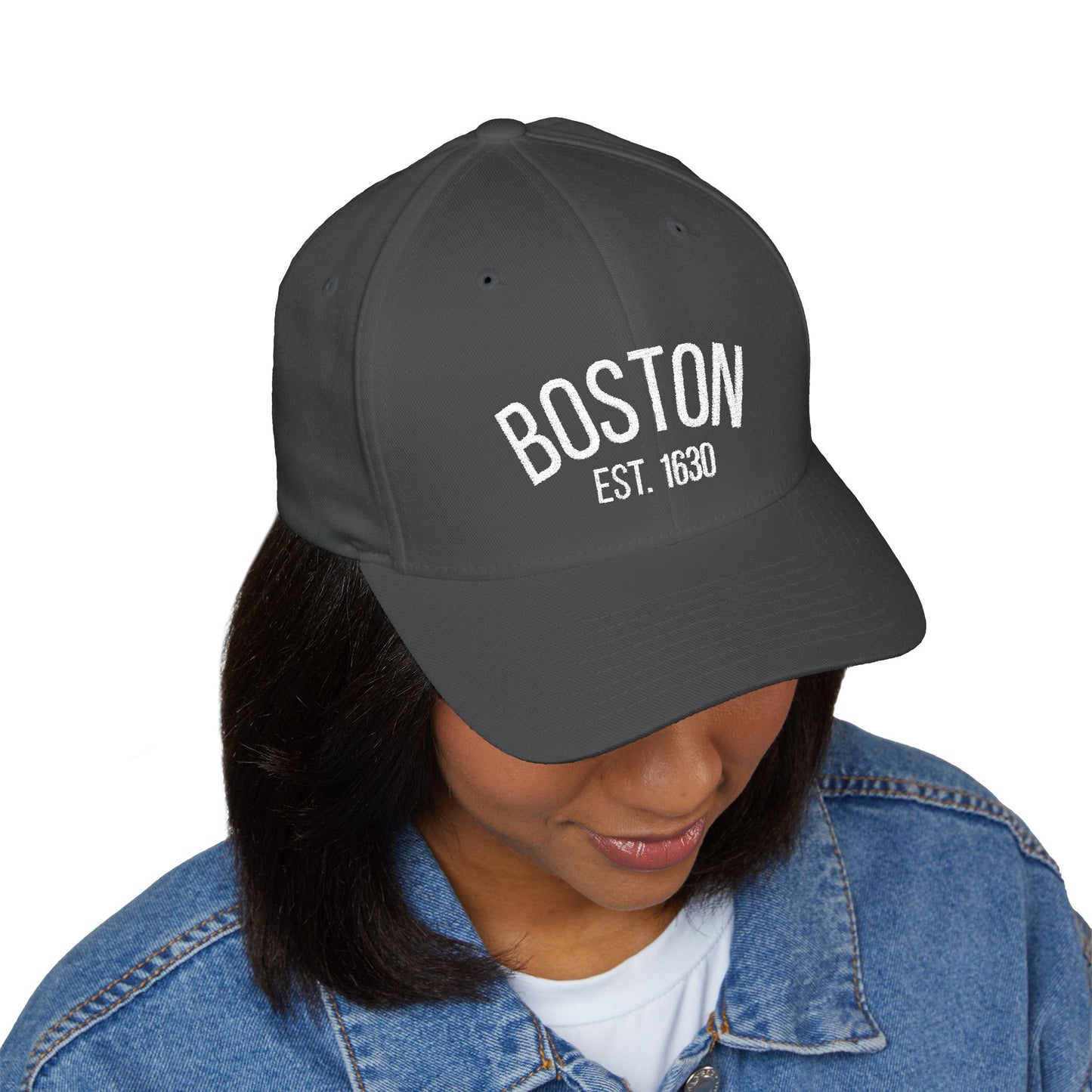 Boston Embroidered Closed-Back Cap, Stylish Baseball Hat, Gift for Sports Fans, Summer Accessory, Casual Outfit