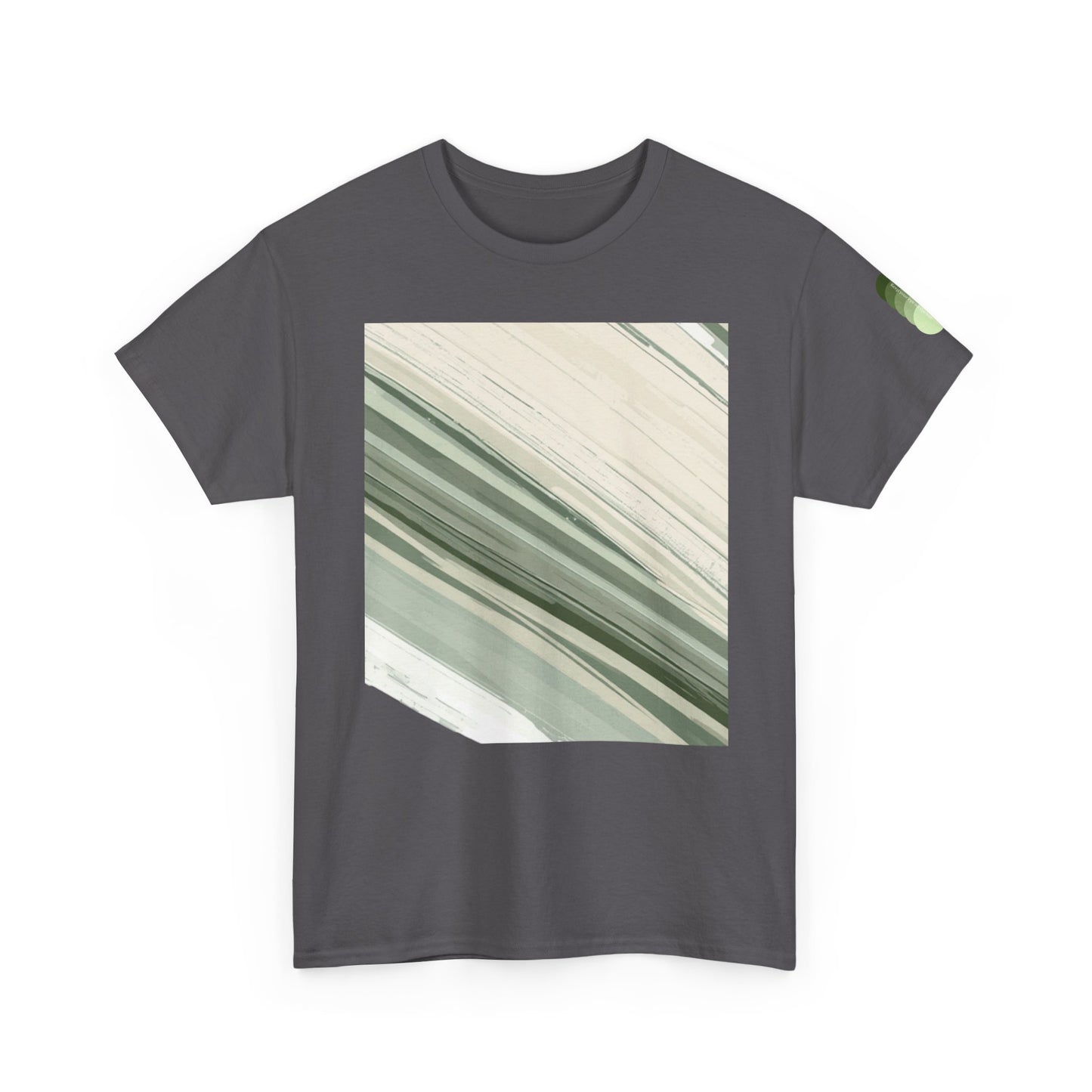 Sea Glass Drift Unisex Heavy Cotton Tee – Abstract Coastal Wave Graphic Shirt | Minimalist Sage Green Aesthetic Tee