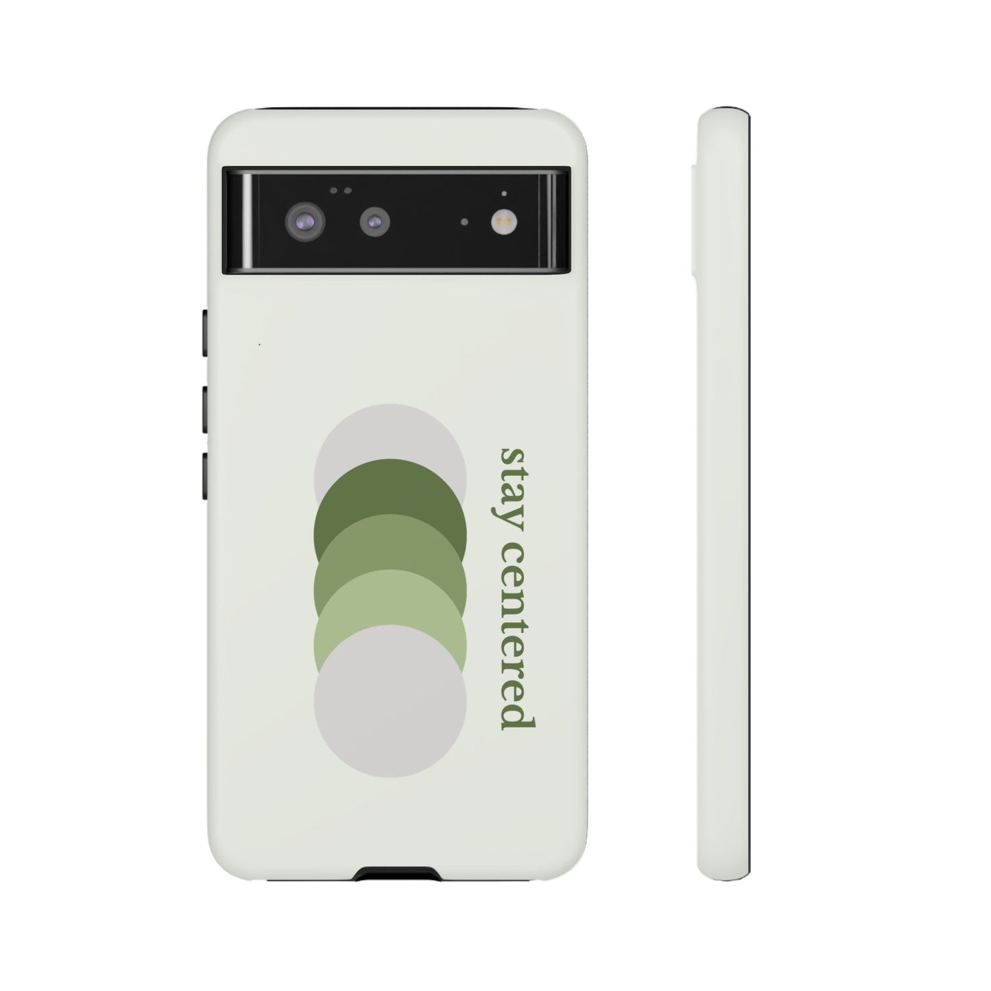Stay Centered Minimalist Phone Case – Sage Green Wellness Aesthetic iPhone Case | Modern Neutral Protective Cover