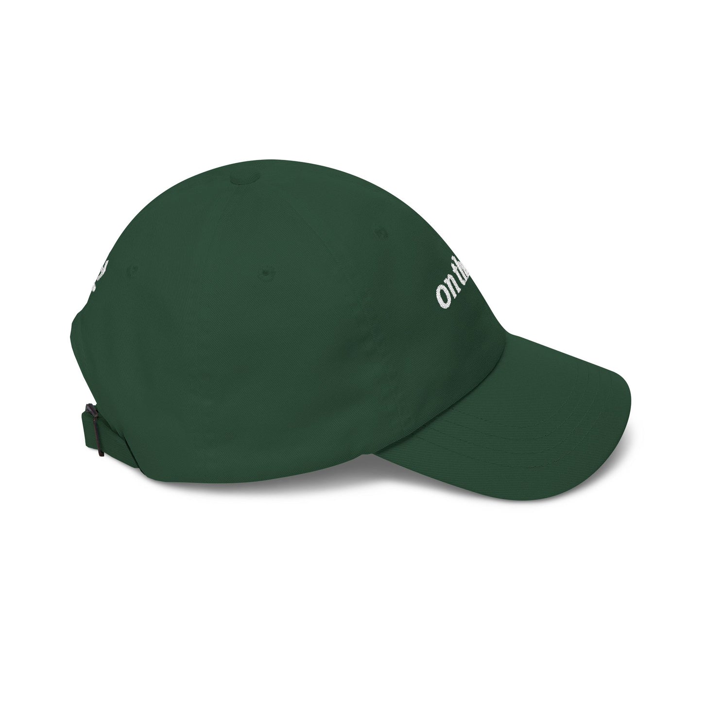on the go embroidered classic dad cap - small arrows on back, white thread