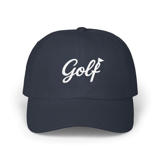 Classic Embroidered Golf Dad Cap | Minimal Script Golf Hat with Back Accent