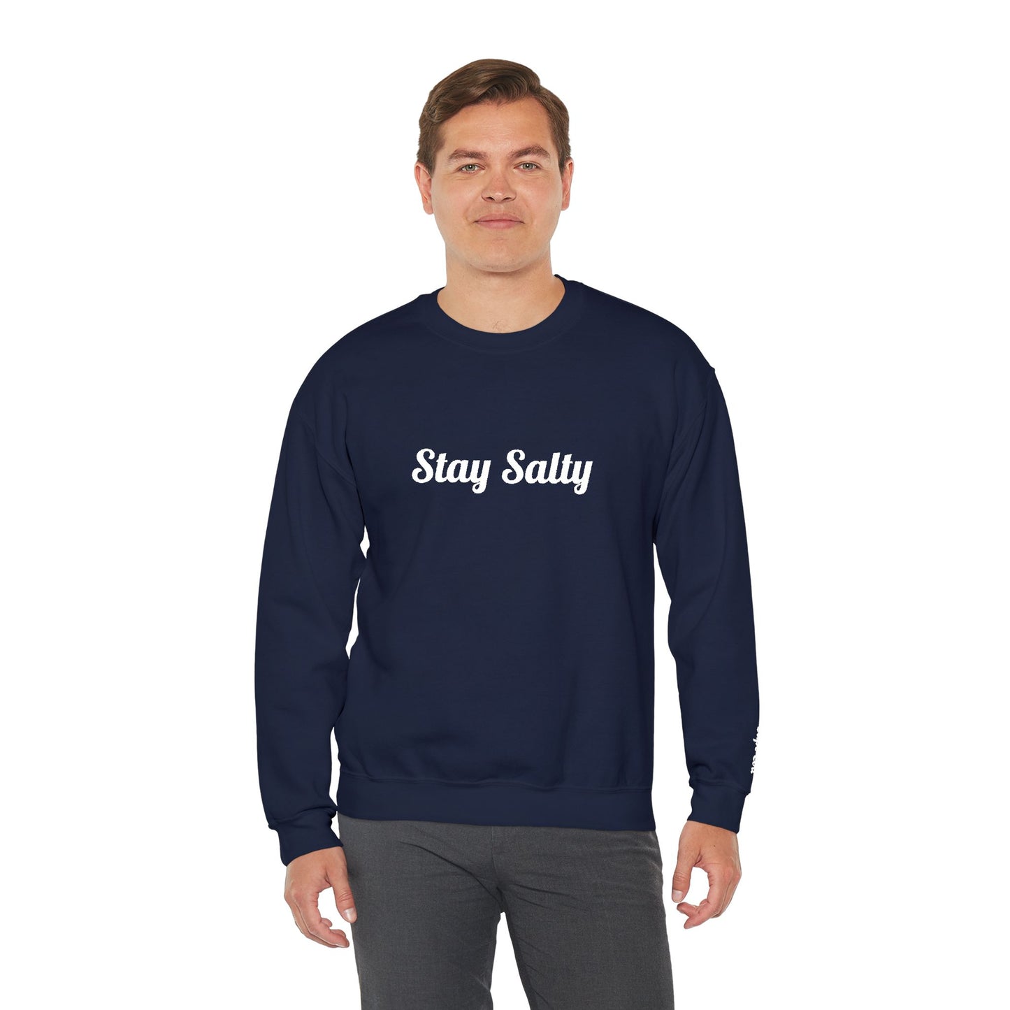 Personalize Embroidered crewneck Sweatshirt — Use your own words on front and left sleeve