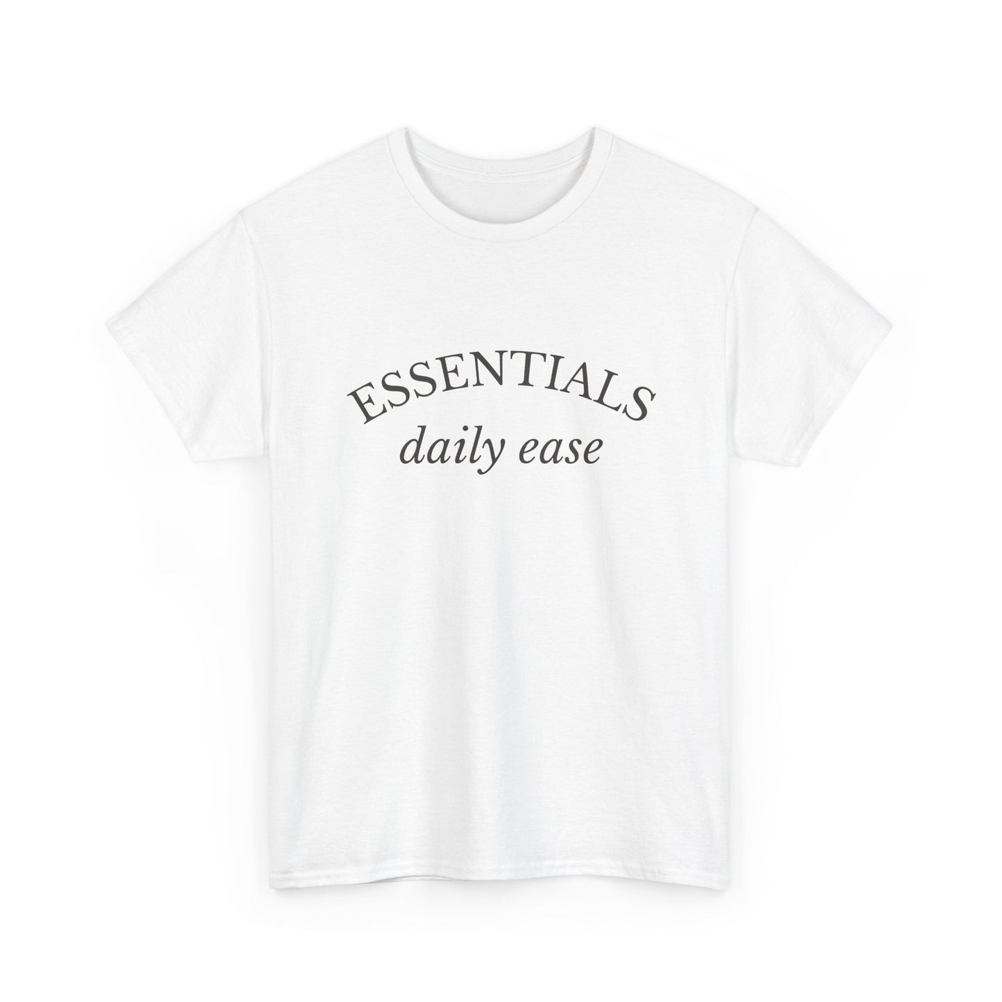 Essentials Embroidered Unisex Heavy Cotton Tee | Daily Ease Curved Text T-Shirt | Minimalist Everyday Shirt