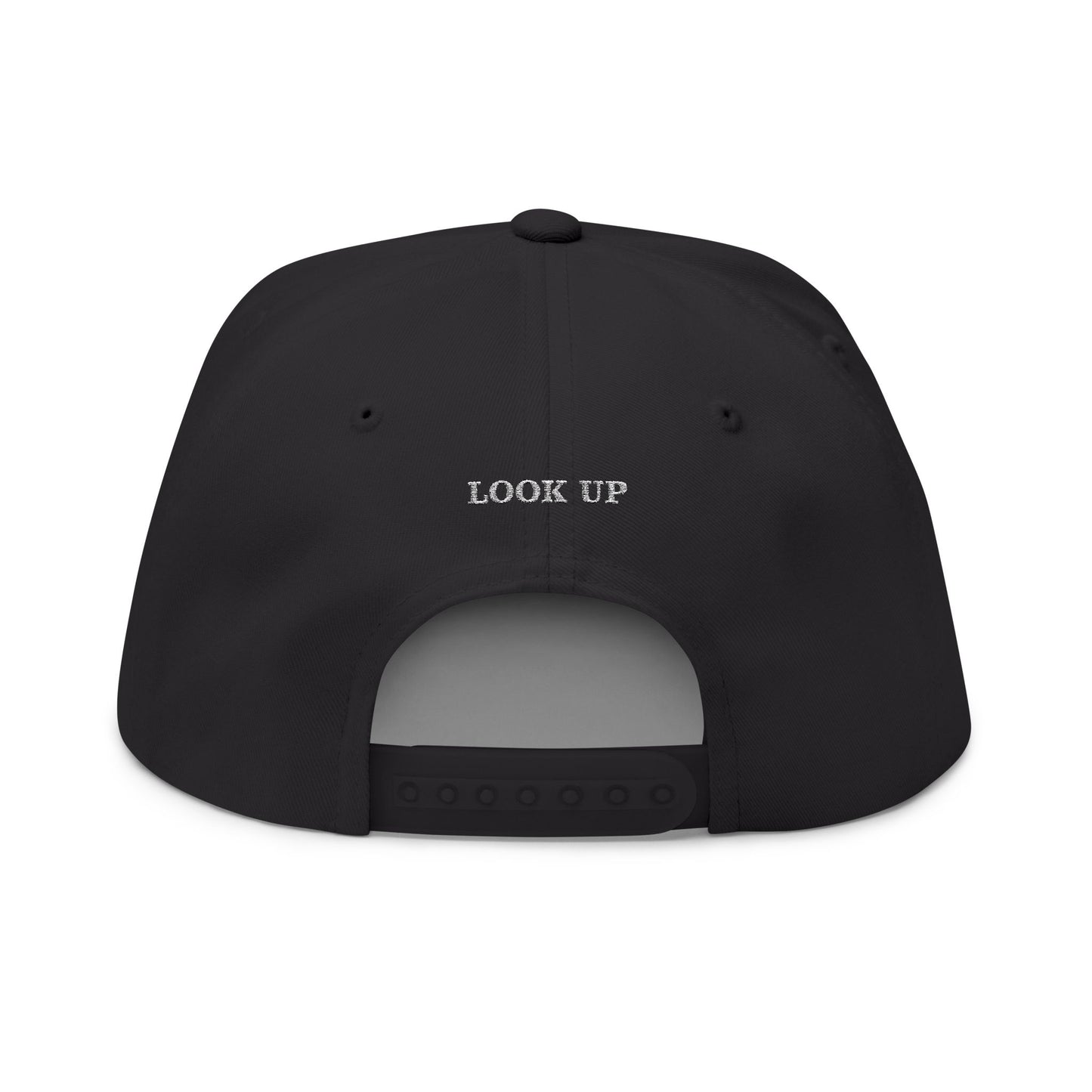 Christian Fish Embroidered Flat Bill Cap — "Look Up" Snapback