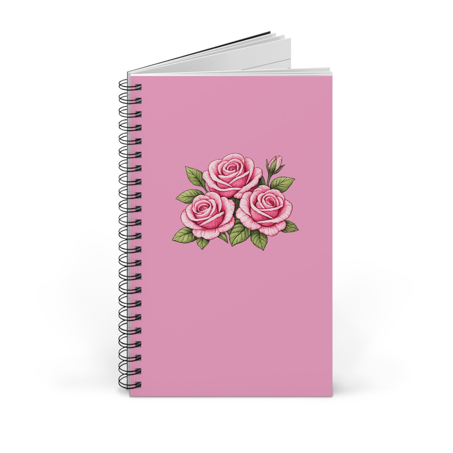Pink Rose Floral Spiral Journal