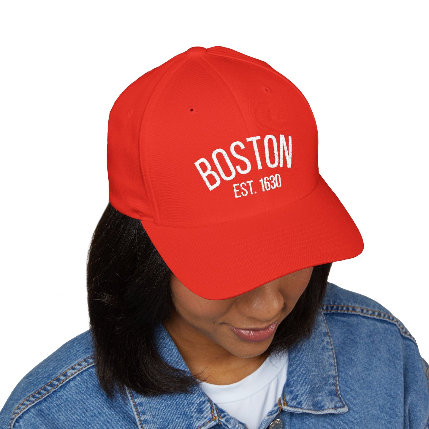 Boston Embroidered Closed-Back Cap, Stylish Baseball Hat, Gift for Sports Fans, Summer Accessory, Casual Outfit