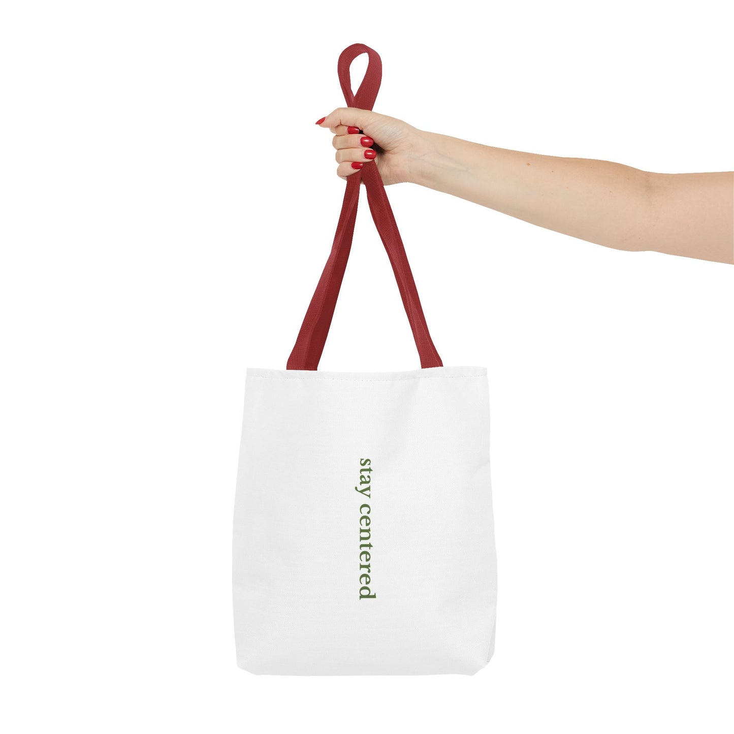 Stay Centered Minimalist Tote Bag – Neutral Wellness Aesthetic Canvas Tote | Sage Green Modern Everyday Carryall