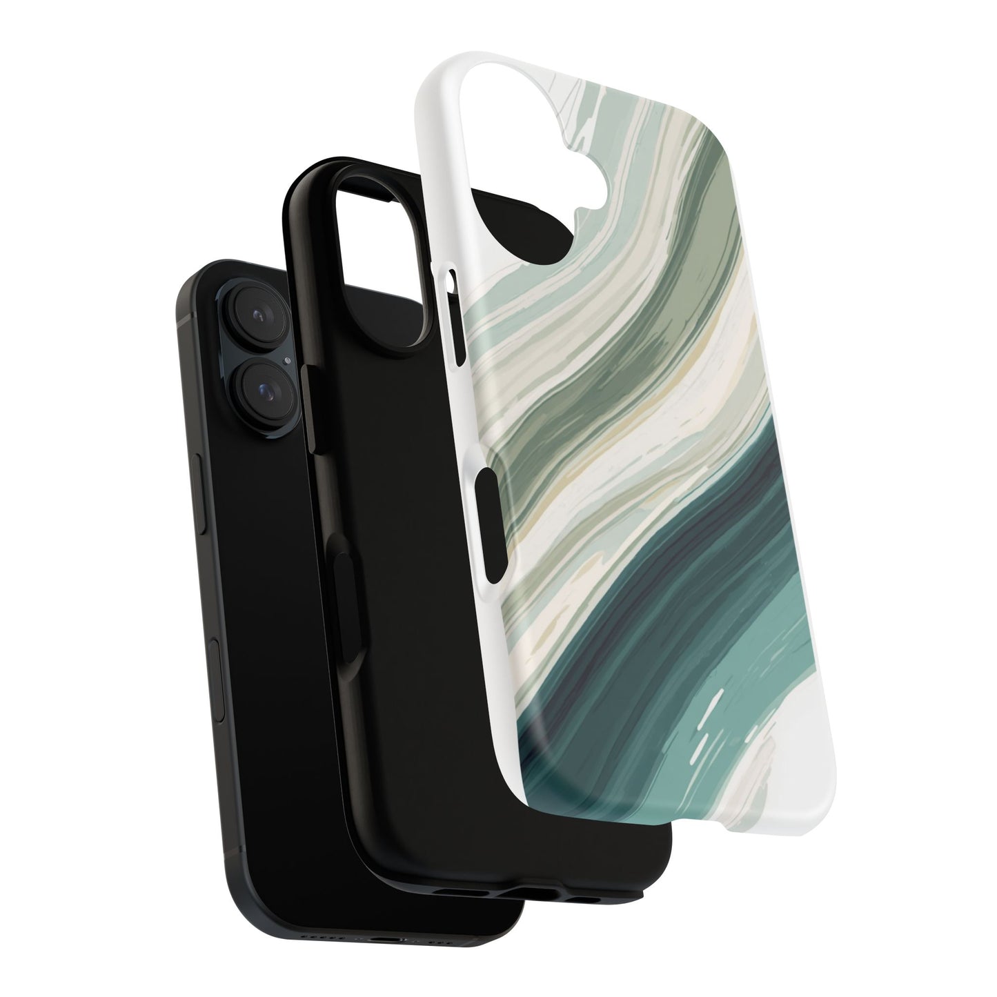 Sea Glass Drift Phone Case – Coastal Abstract Ocean Waves iPhone Case | Sage Green Minimalist Protective Cover