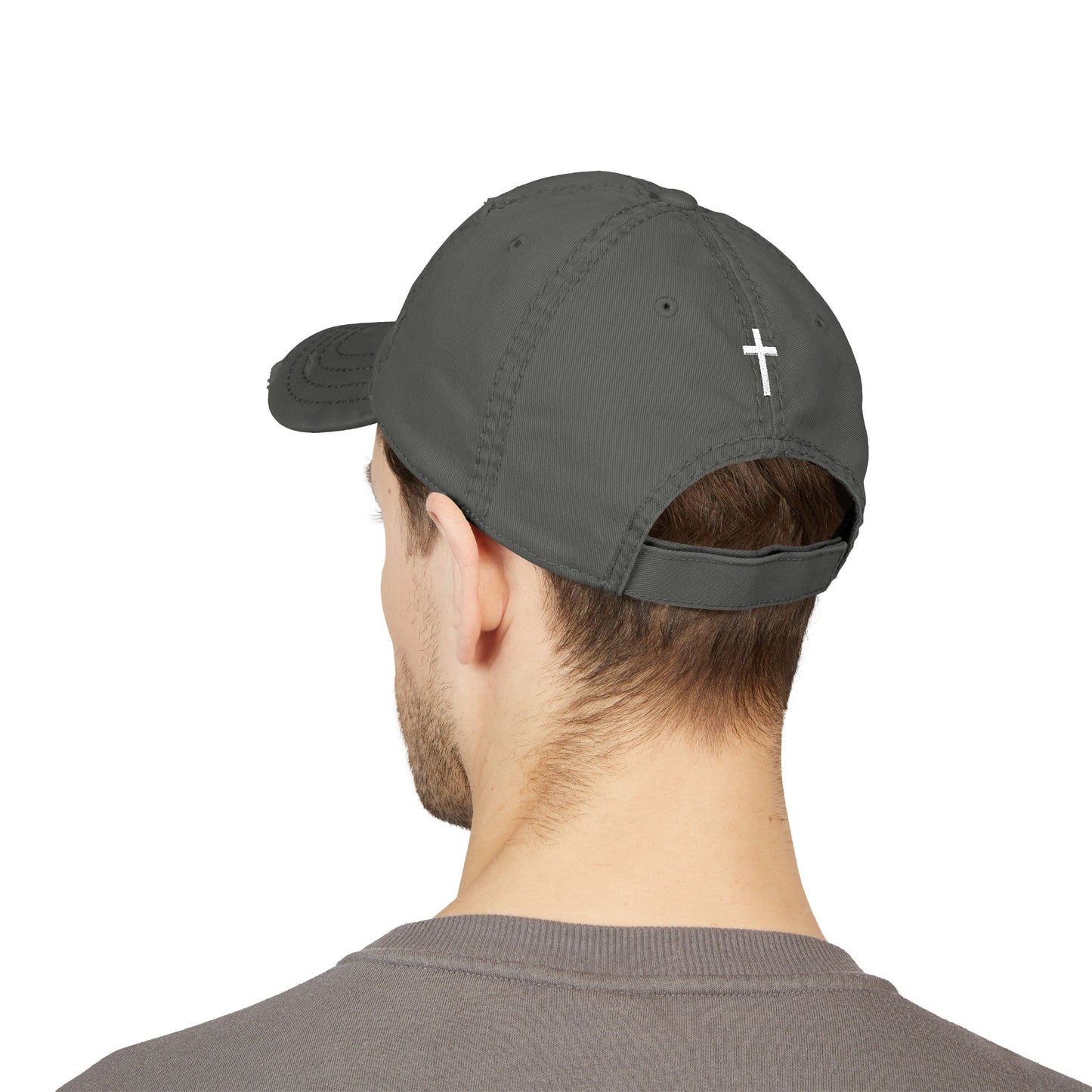 LA Monogram Distressed Dad Hat (Embroidery) Minimalist Faith Hat with Cross/Vintage Style Cap