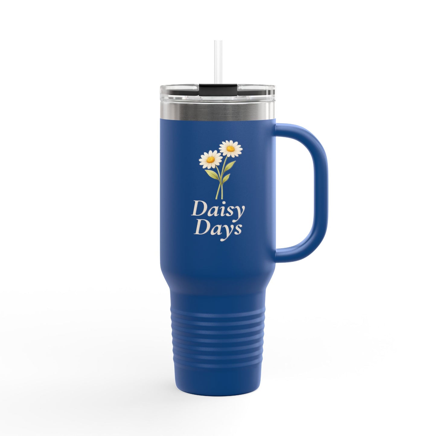 Daisy Days 40 oz Insulated Travel Mug | Floral Tumbler with Handle