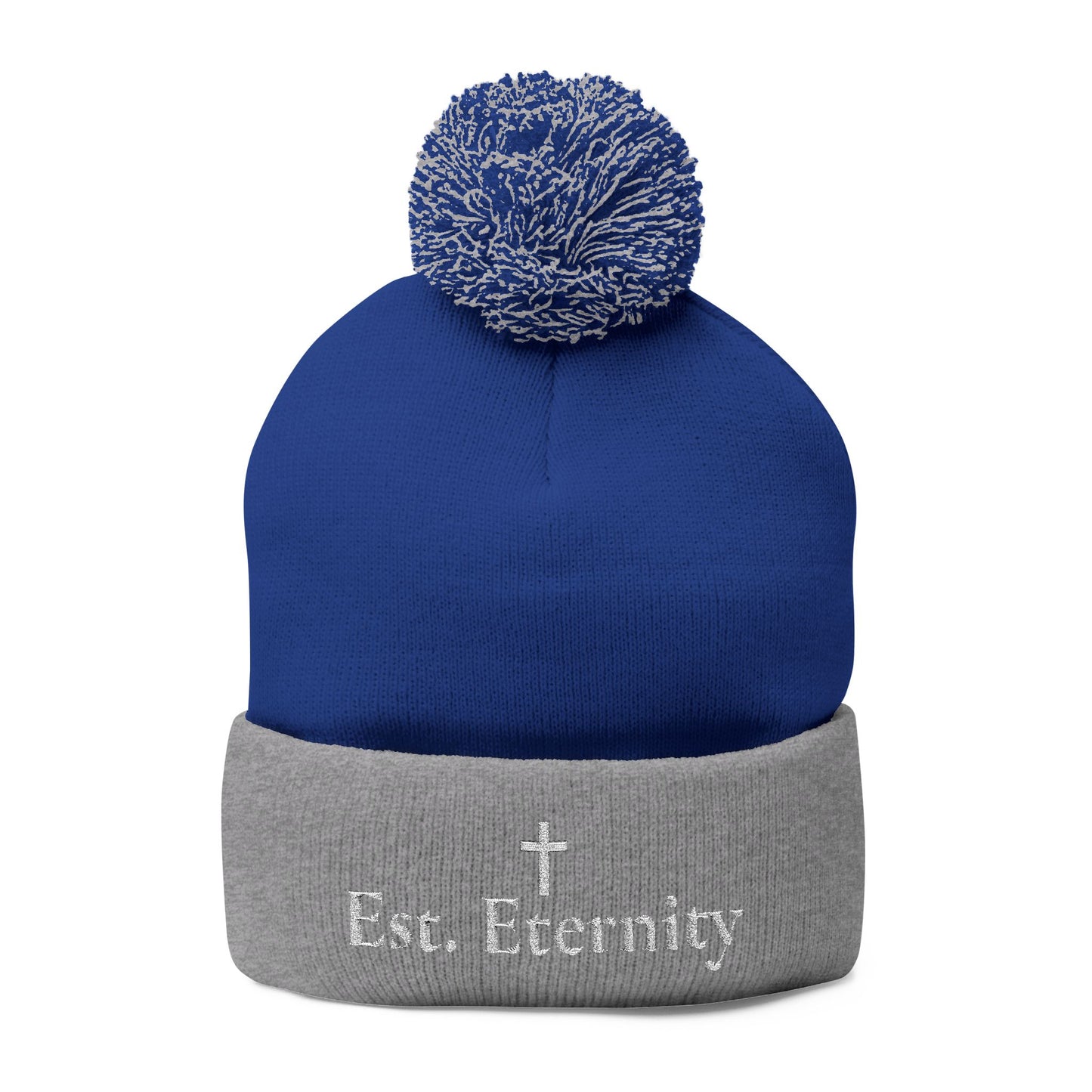 Embroidered 'Eve, Eternity' Pom-Pom Knit Cap — Cozy Christian Beanie