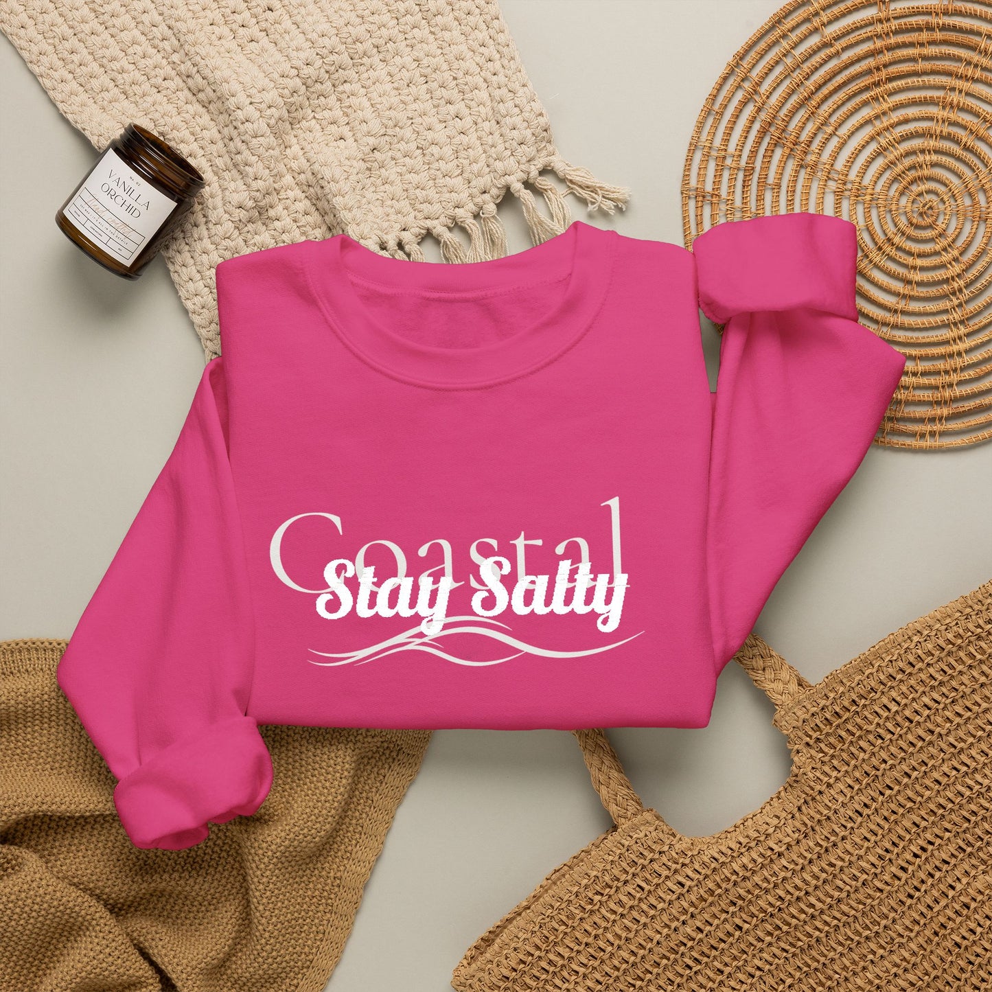 Personalize Embroidered crewneck Sweatshirt — Use your own words on front and left sleeve