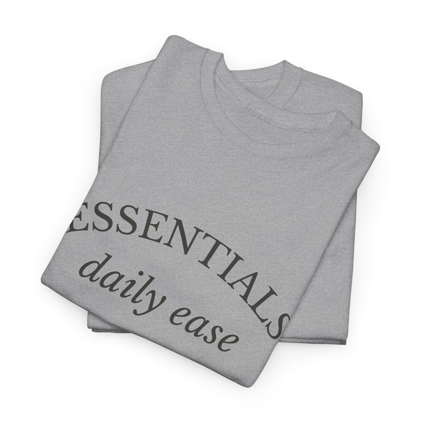 Essentials Embroidered Unisex Heavy Cotton Tee | Daily Ease Curved Text T-Shirt | Minimalist Everyday Shirt