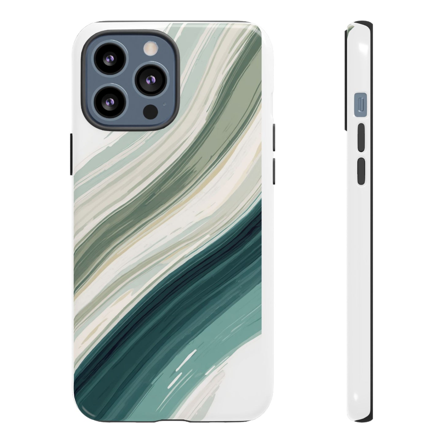 Sea Glass Drift Phone Case – Coastal Abstract Ocean Waves iPhone Case | Sage Green Minimalist Protective Cover