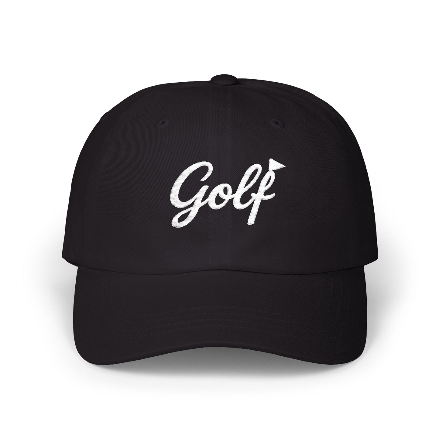 Classic Embroidered Golf Dad Cap | Minimal Script Golf Hat with Back Accent