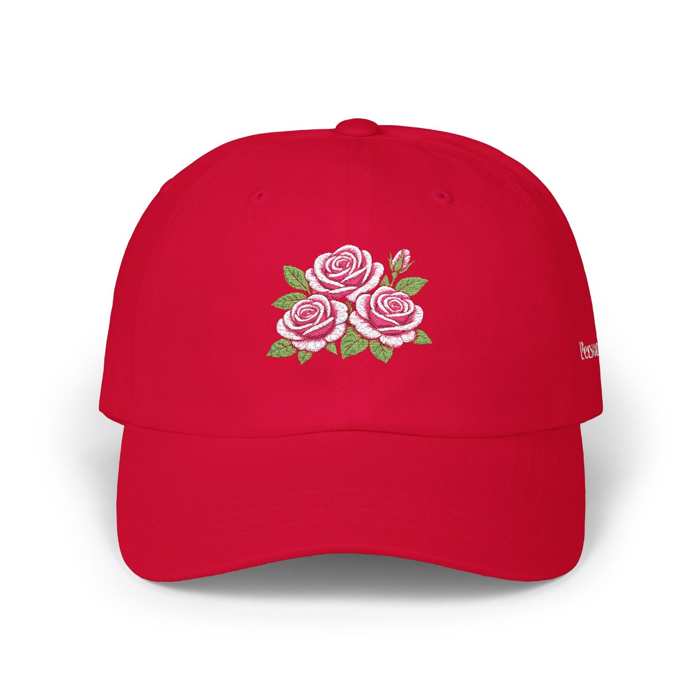 Embroidered Rose Floral Mama Dad Hat with Personalized Side Name