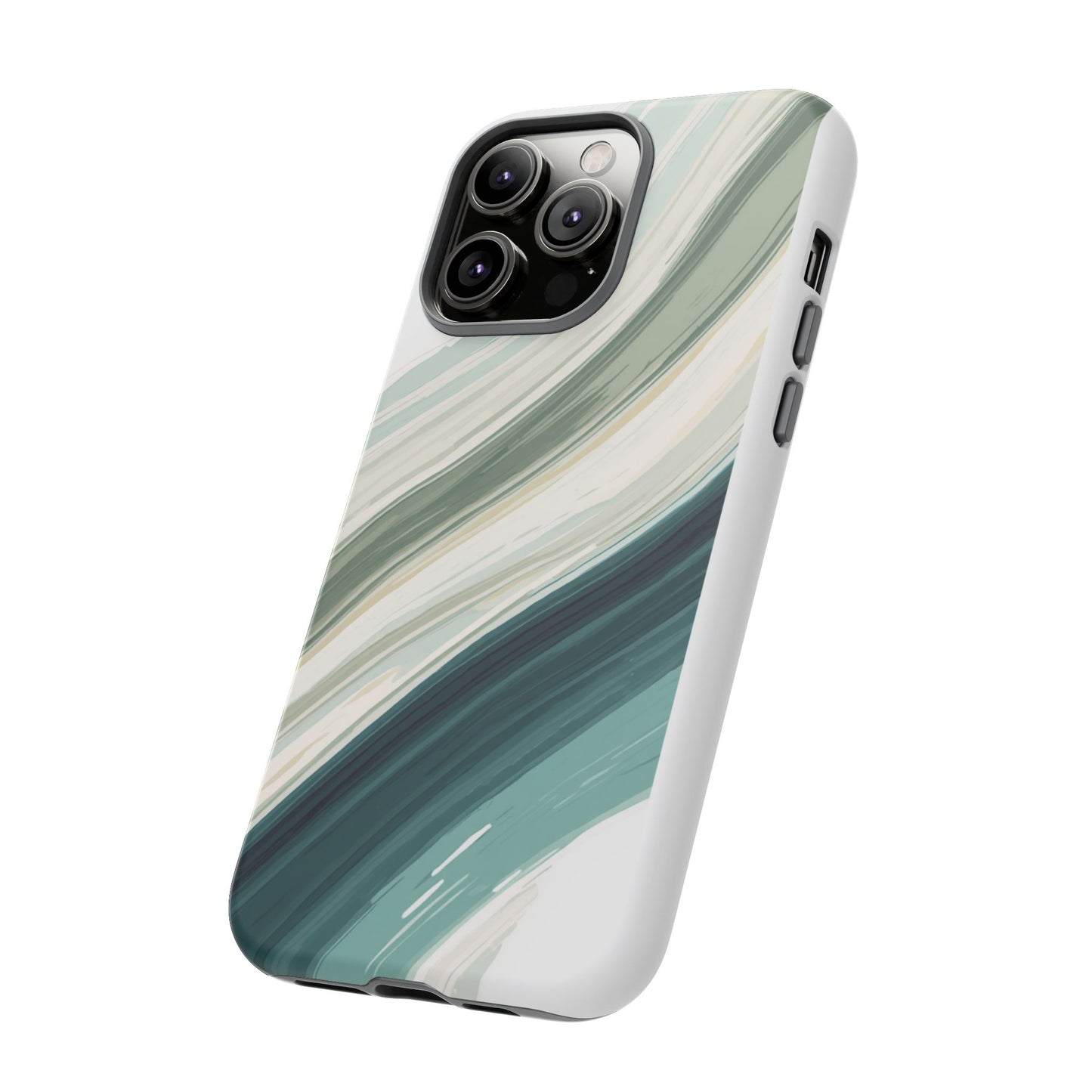 Sea Glass Drift Phone Case – Coastal Abstract Ocean Waves iPhone Case | Sage Green Minimalist Protective Cover