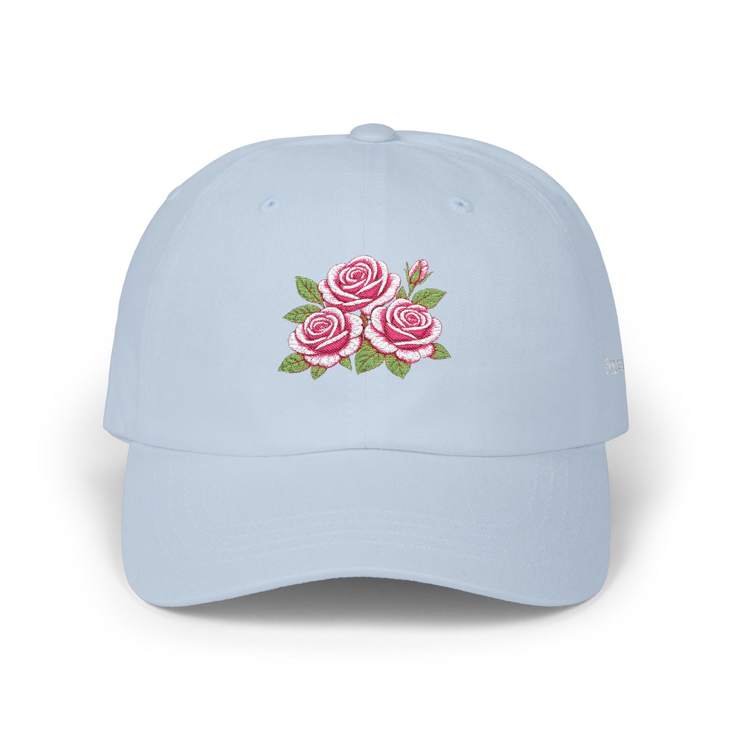 Embroidered Rose Floral Mama Dad Hat with Personalized Side Name