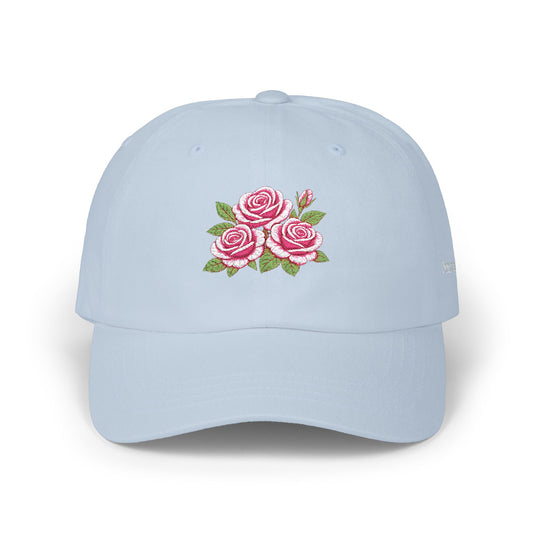 Embroidered Rose Floral Mama Dad Hat with Personalized Side Name