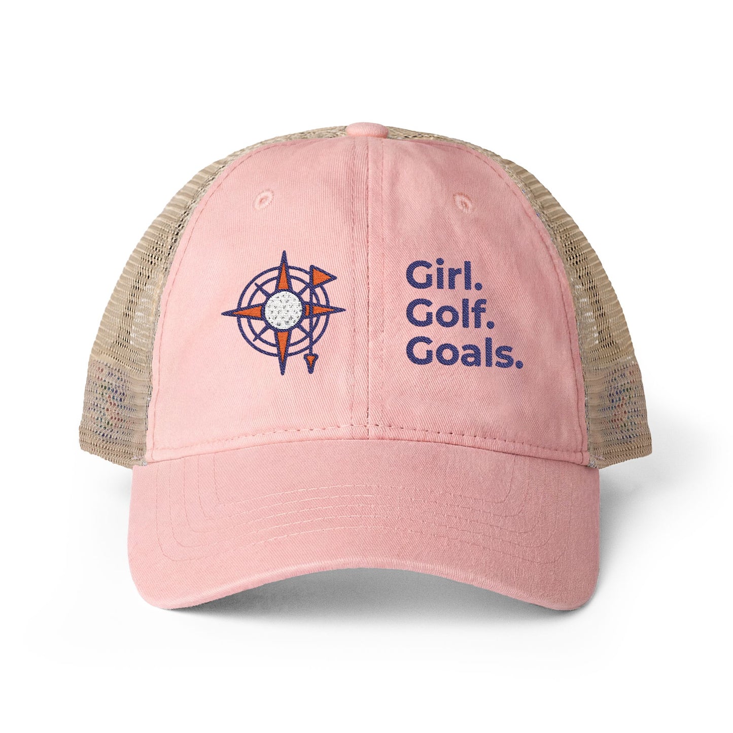Girl. Golf. Goals. Women’s Washed Mesh-Back Cap