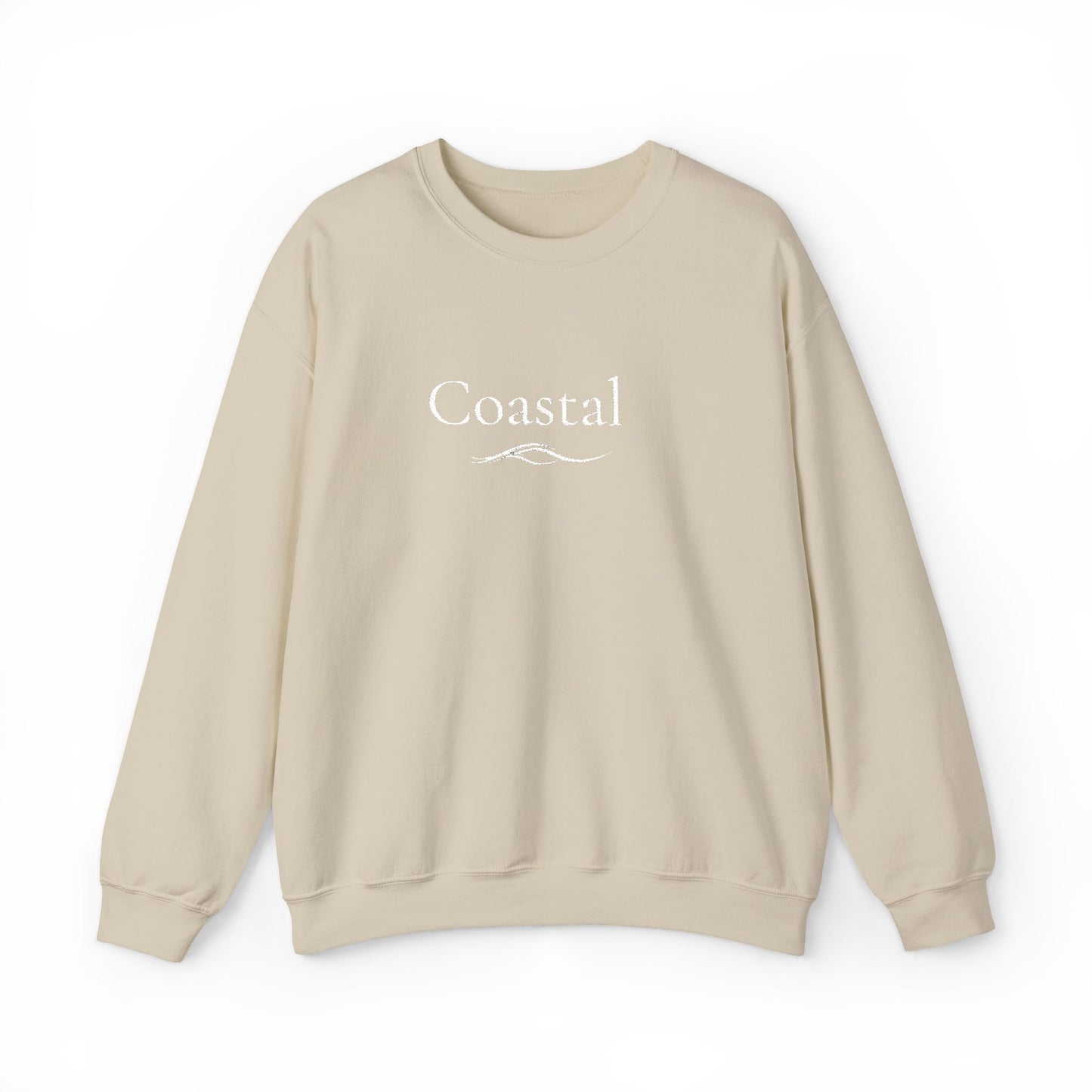 Coastal Crewneck Sweatshirt — Minimal Nautical Wave Graphic
