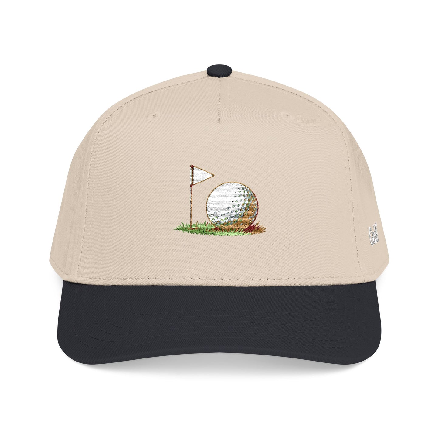 Vintage Golf Mid Profile Baseball Cap – Embroidered Golf Ball Flag Hat