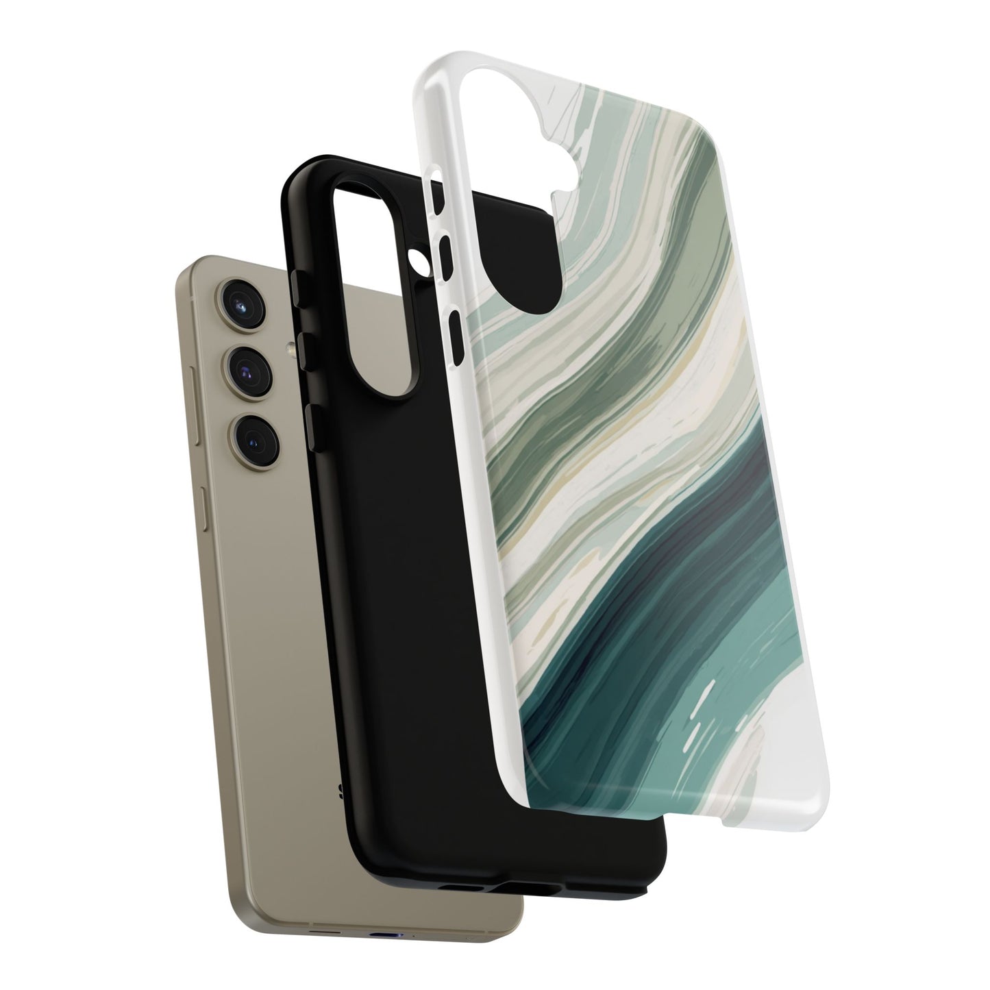 Sea Glass Drift Phone Case – Coastal Abstract Ocean Waves iPhone Case | Sage Green Minimalist Protective Cover