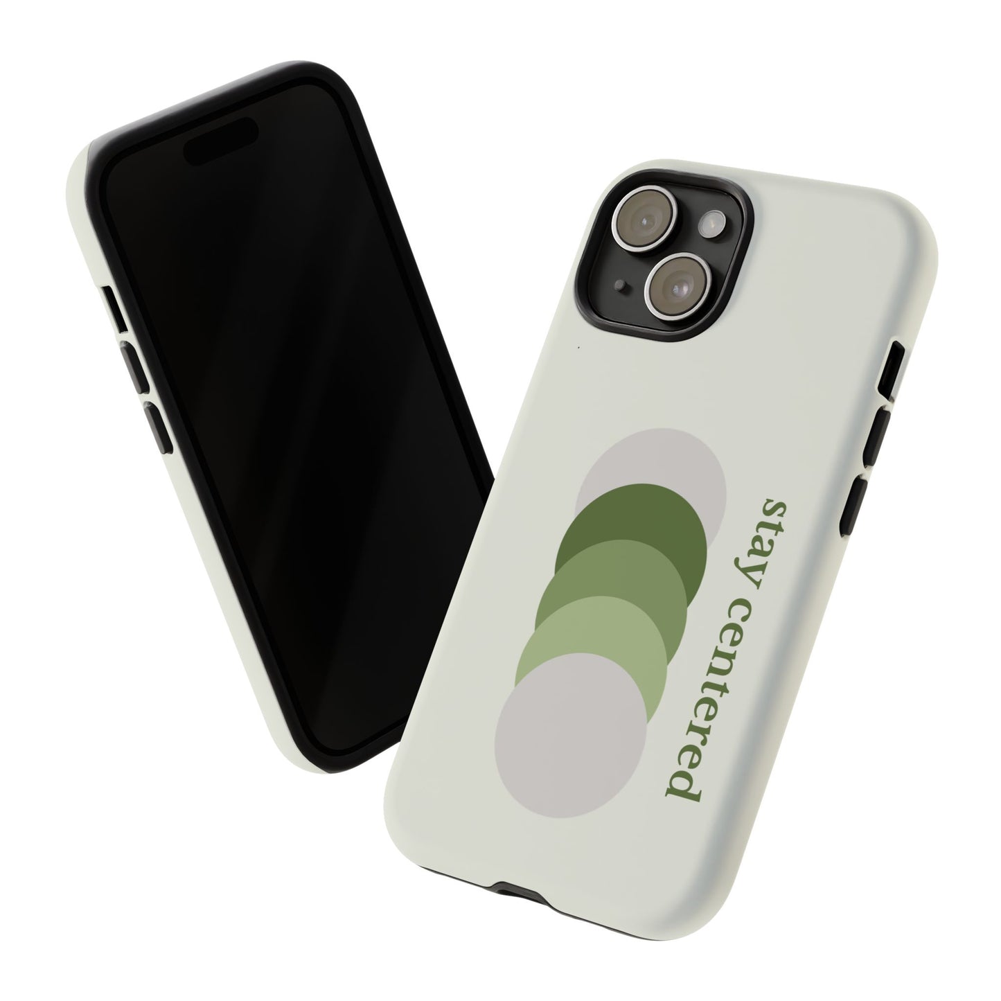 Stay Centered Minimalist Phone Case – Sage Green Wellness Aesthetic iPhone Case | Modern Neutral Protective Cover
