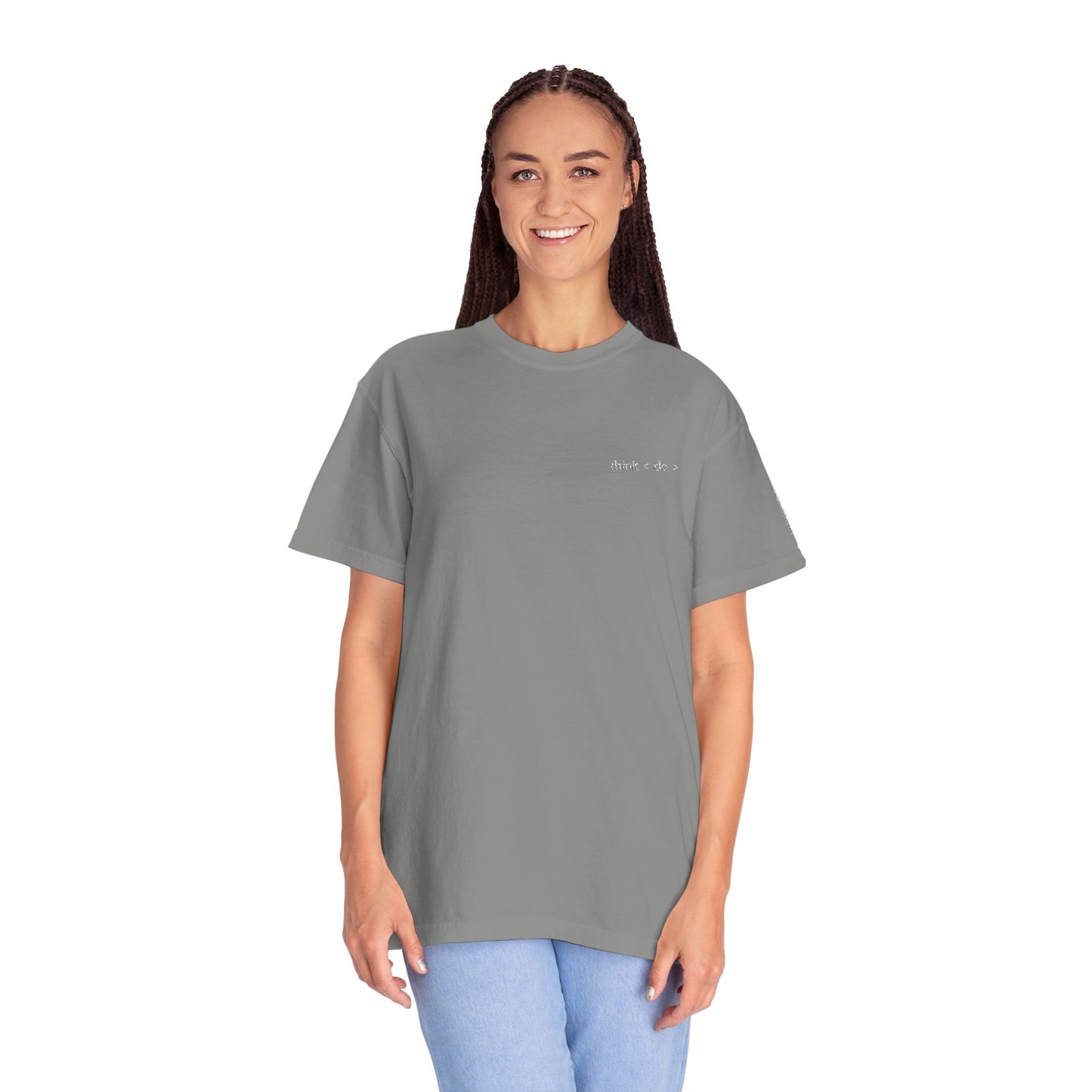 Think < Do > Embroidered Unisex T-Shirt | Minimalist Everyday Tee | Ivory Thread
