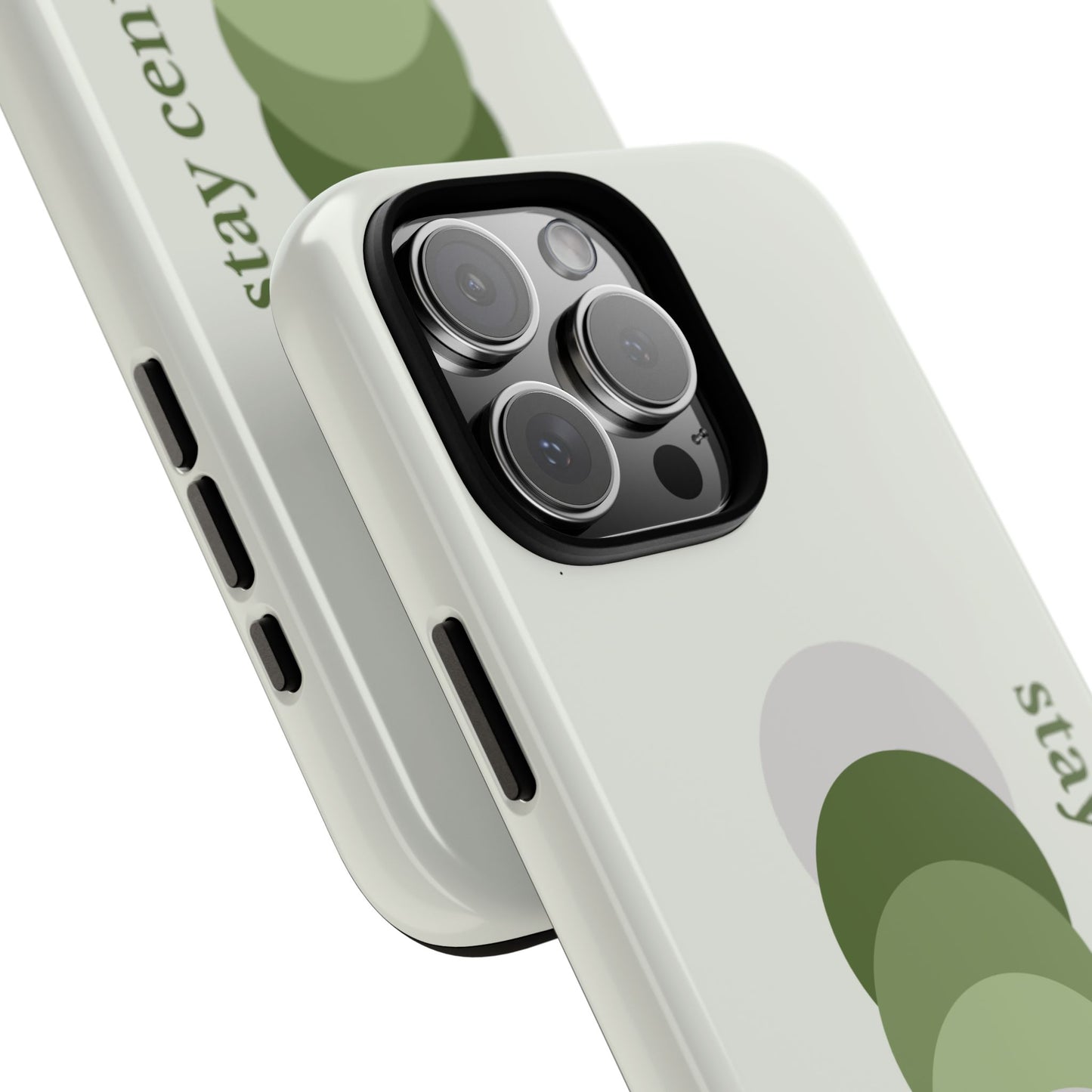 Stay Centered Minimalist Phone Case – Sage Green Wellness Aesthetic iPhone Case | Modern Neutral Protective Cover