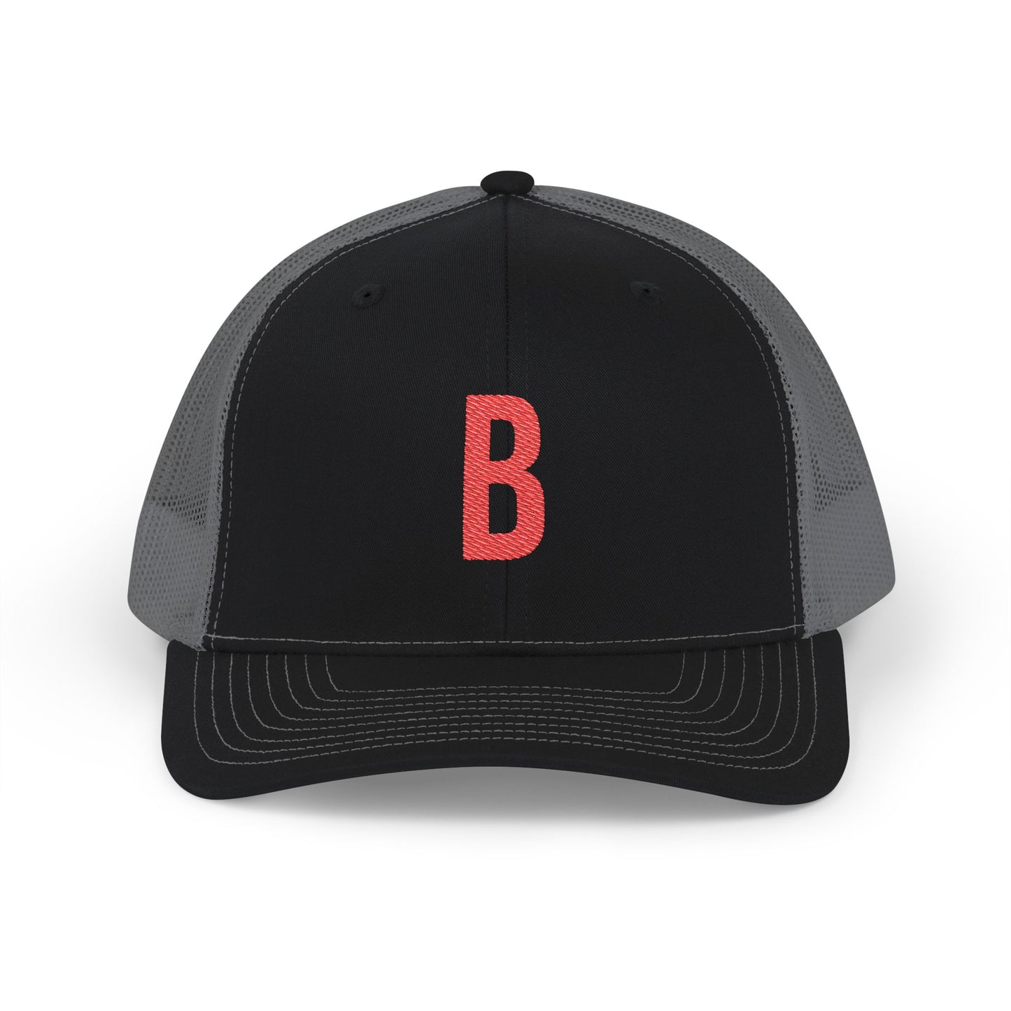 Boston (B) red embroidered Monogram Snapback Trucker Cap - Heritage Places Collection