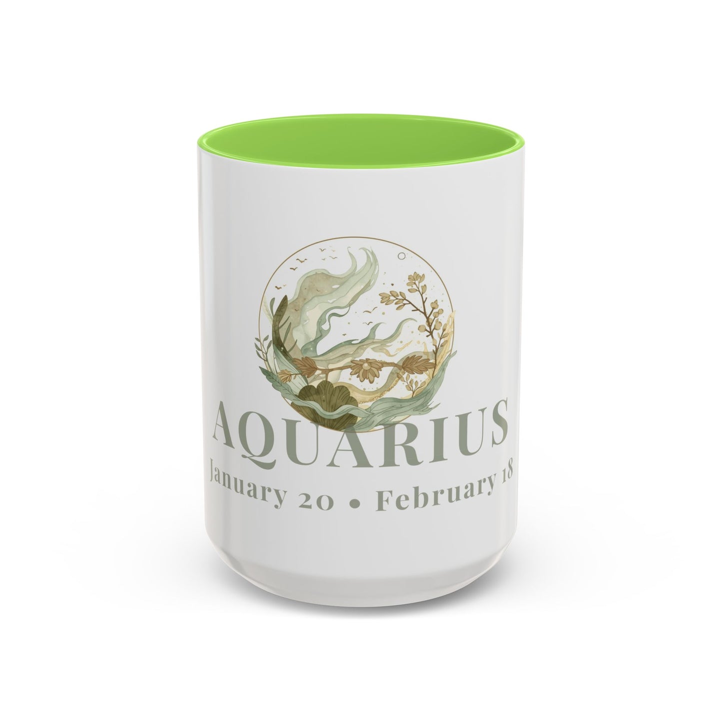 Aquarius Zodiac Mug - January 20 - February 18 Astrology Coffee Cup - Water Flow Zodiac Sign Mug - 15 oz.