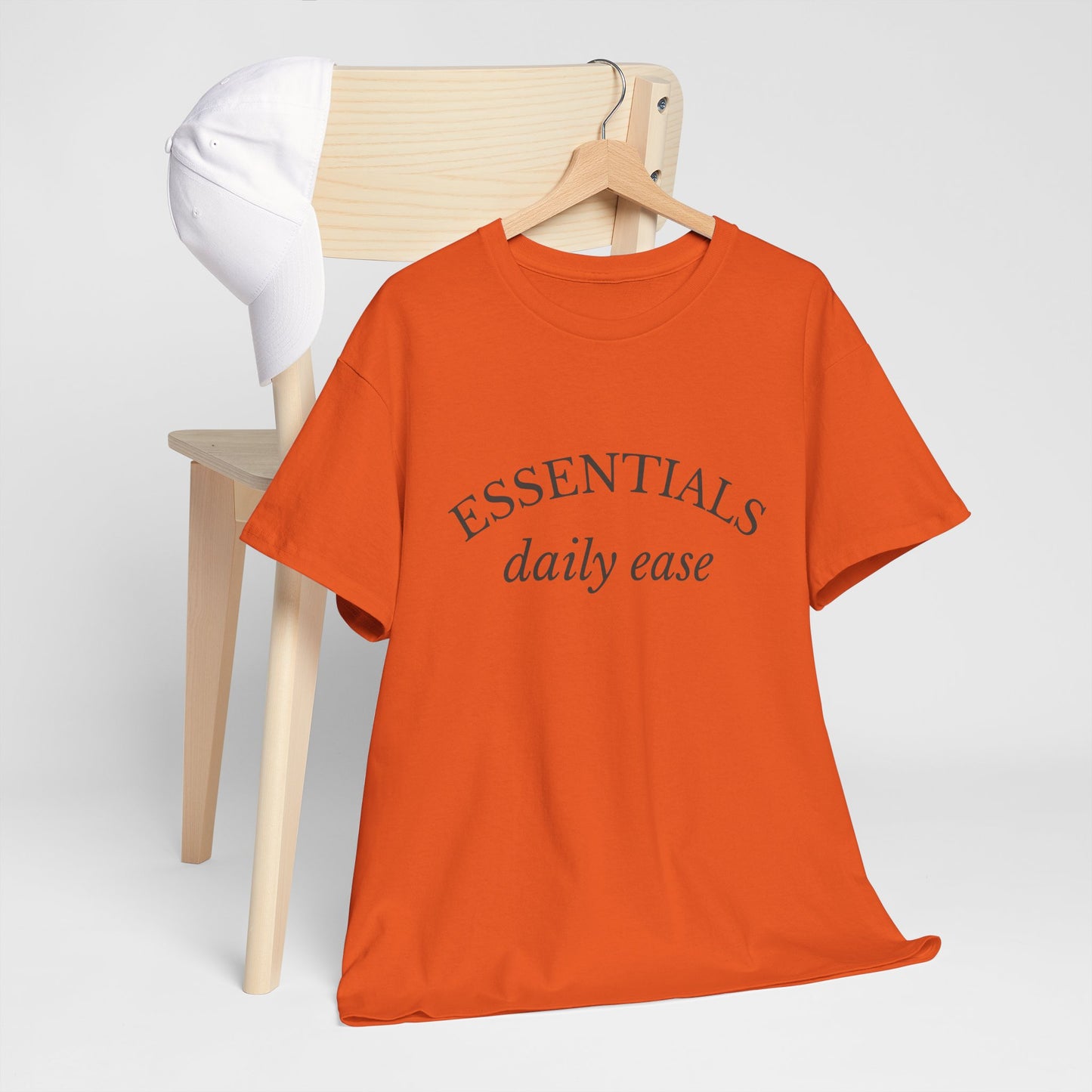 Essentials Embroidered Unisex Heavy Cotton Tee | Daily Ease Curved Text T-Shirt | Minimalist Everyday Shirt