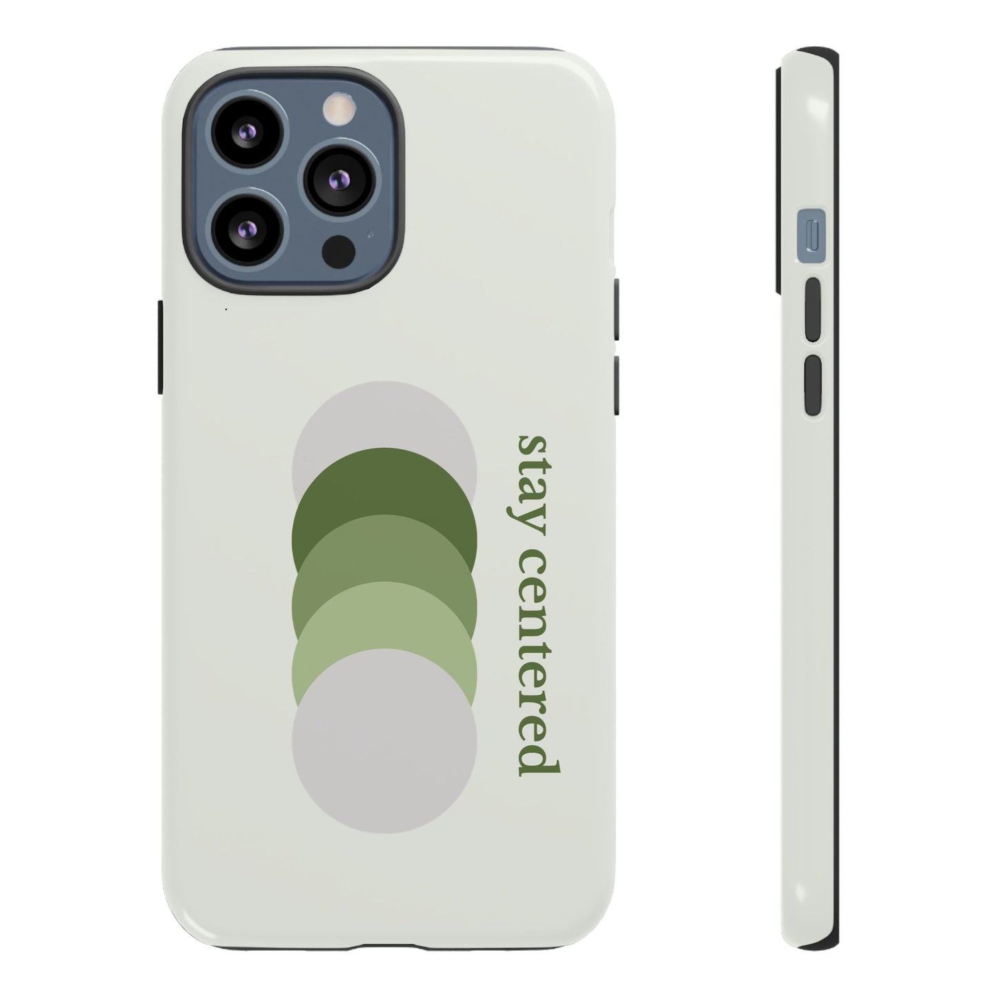 Stay Centered Minimalist Phone Case – Sage Green Wellness Aesthetic iPhone Case | Modern Neutral Protective Cover