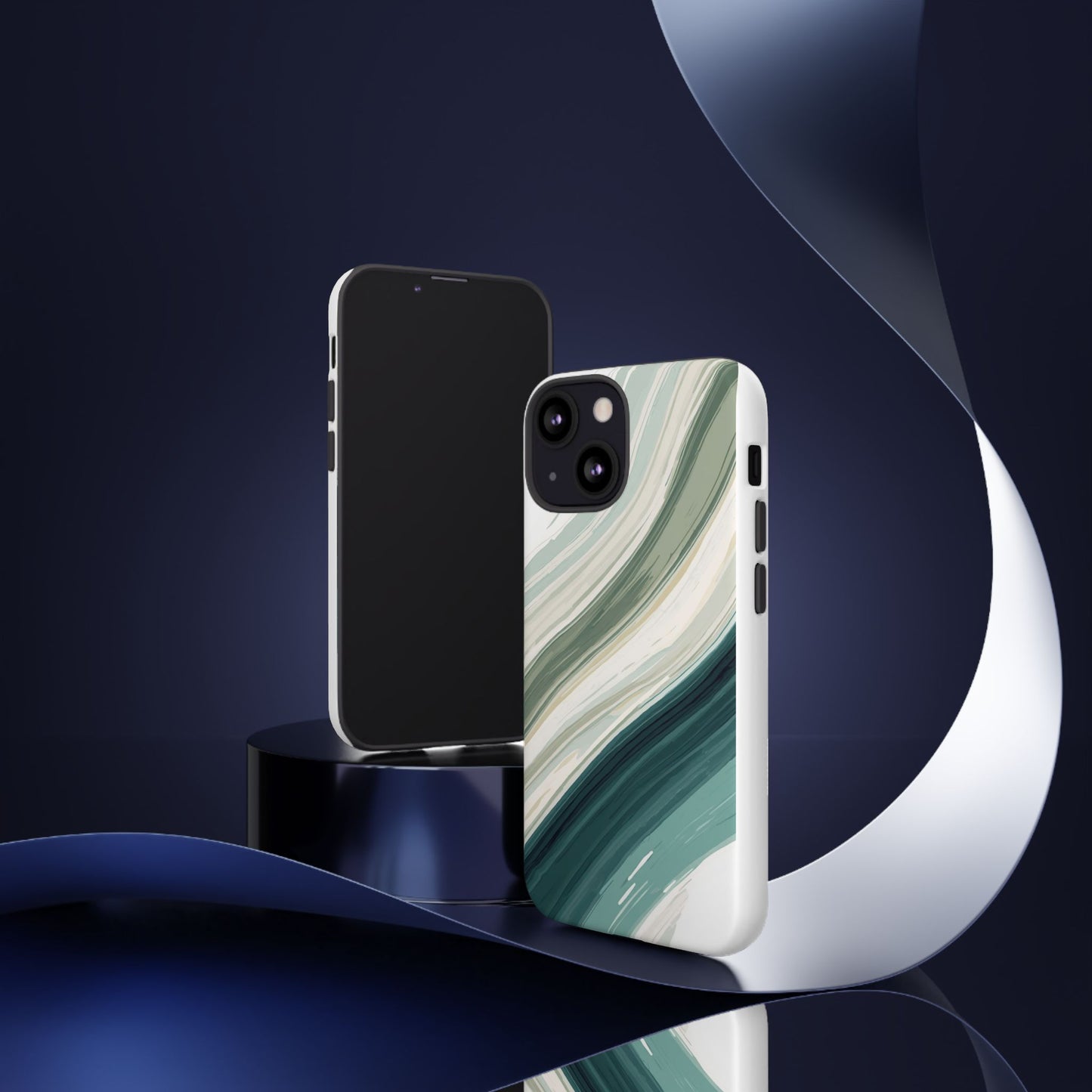 Sea Glass Drift Phone Case – Coastal Abstract Ocean Waves iPhone Case | Sage Green Minimalist Protective Cover